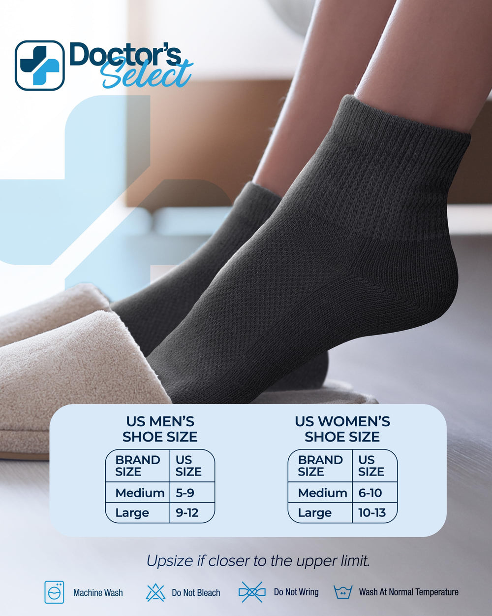 Doctor's Select ankle socks endorsed by The Diabetes Council for diabetic comfort.