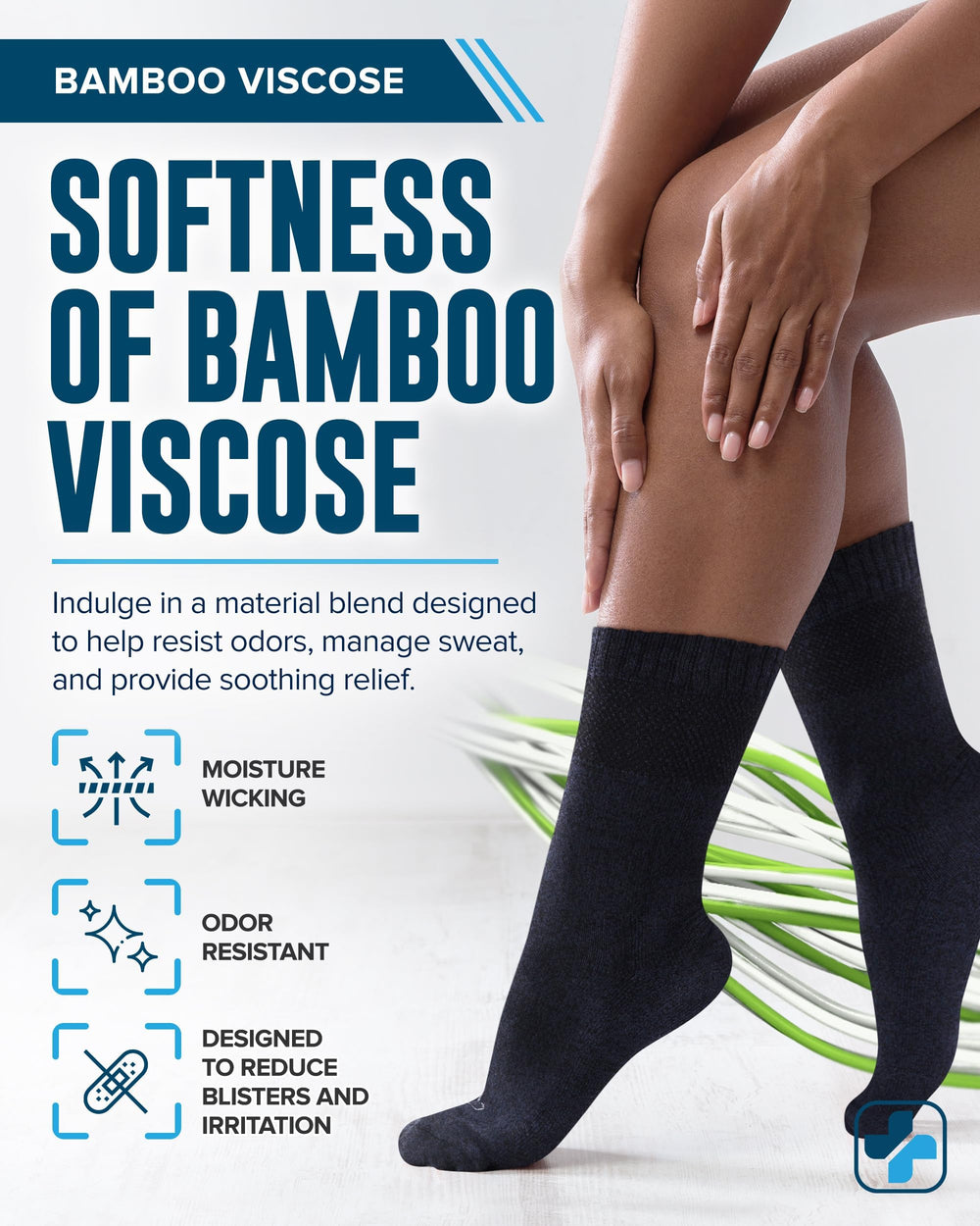 Doctors Select bamboo fiber socks for women, all-day dryness and cooling for active feet