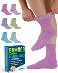 Doctor's Select bamboo viscose diabetic socks 6-pack for daily comfort and moisture management.
