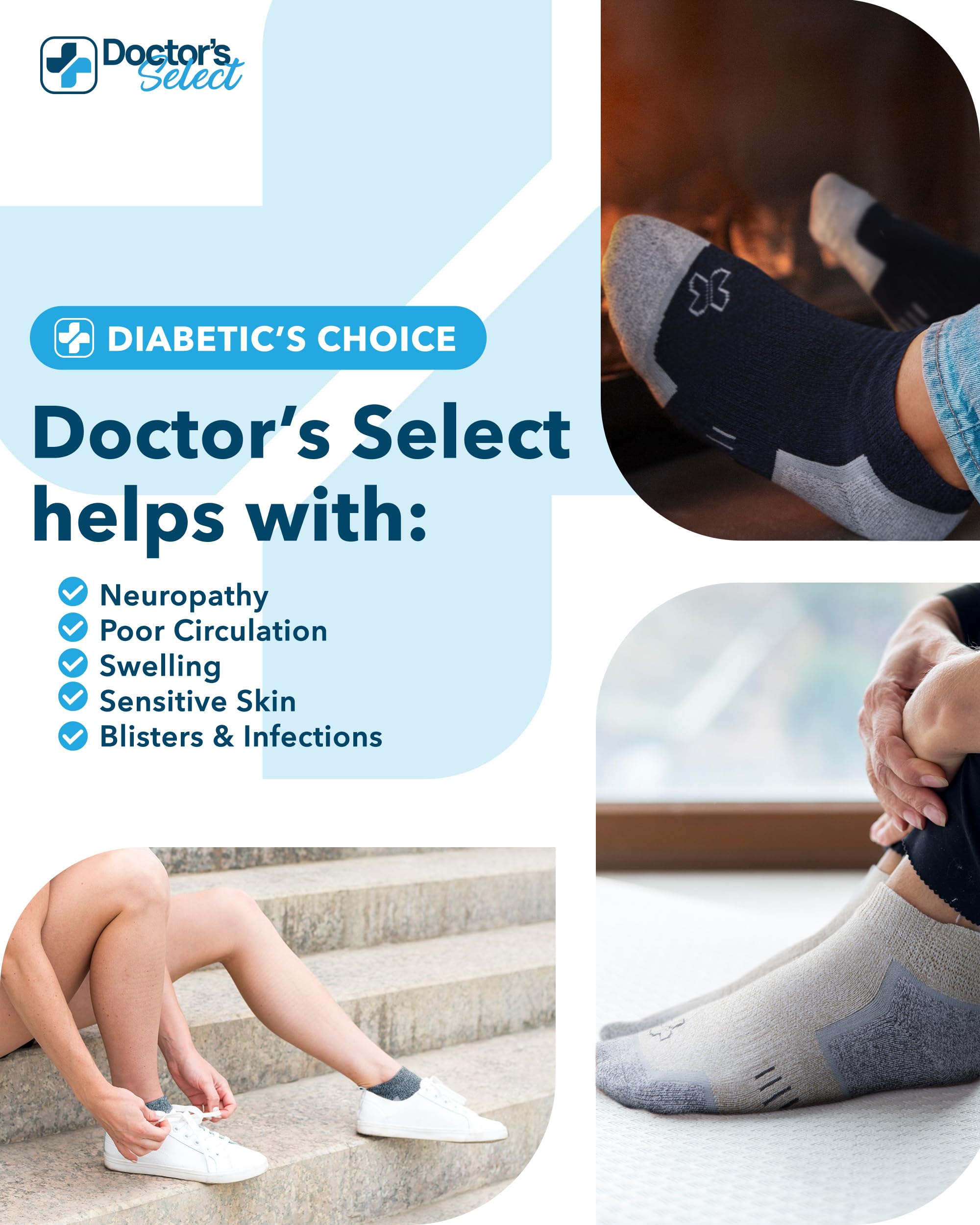 Doctor's Select bamboo viscose diabetic socks in aqua to keep feet dry during busy days