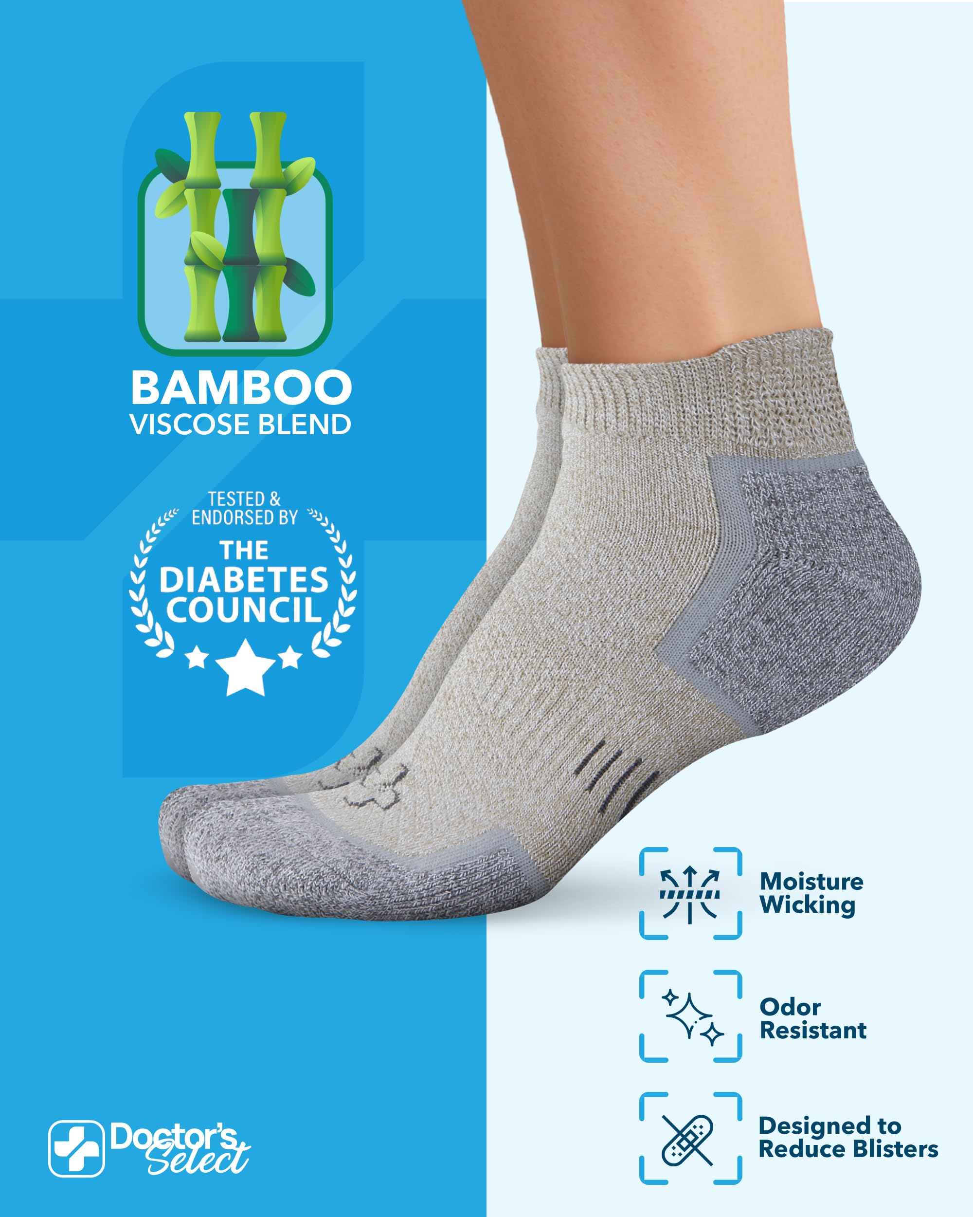Doctor's Select bamboo viscose diabetic socks in beige with gentle top for comfortable fit