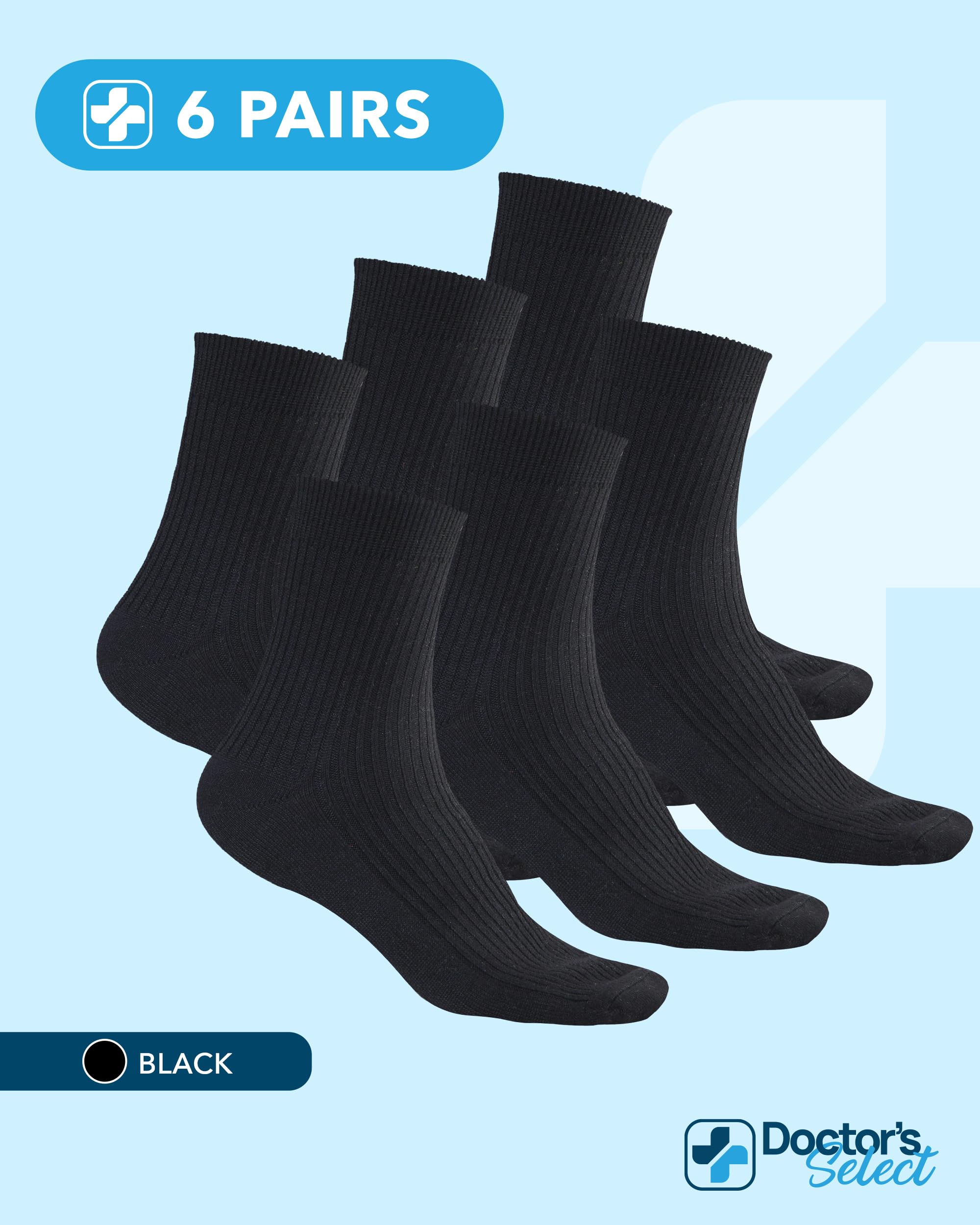 Doctor's Select black diabetic socks with durable knit for daily wear.