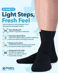 Doctor's Select diabetic socks feature a smooth toe seam for irritation-free wear.