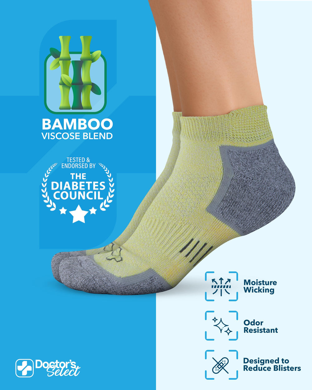Doctor's Select breathable bamboo viscose keeps feet dry and cool