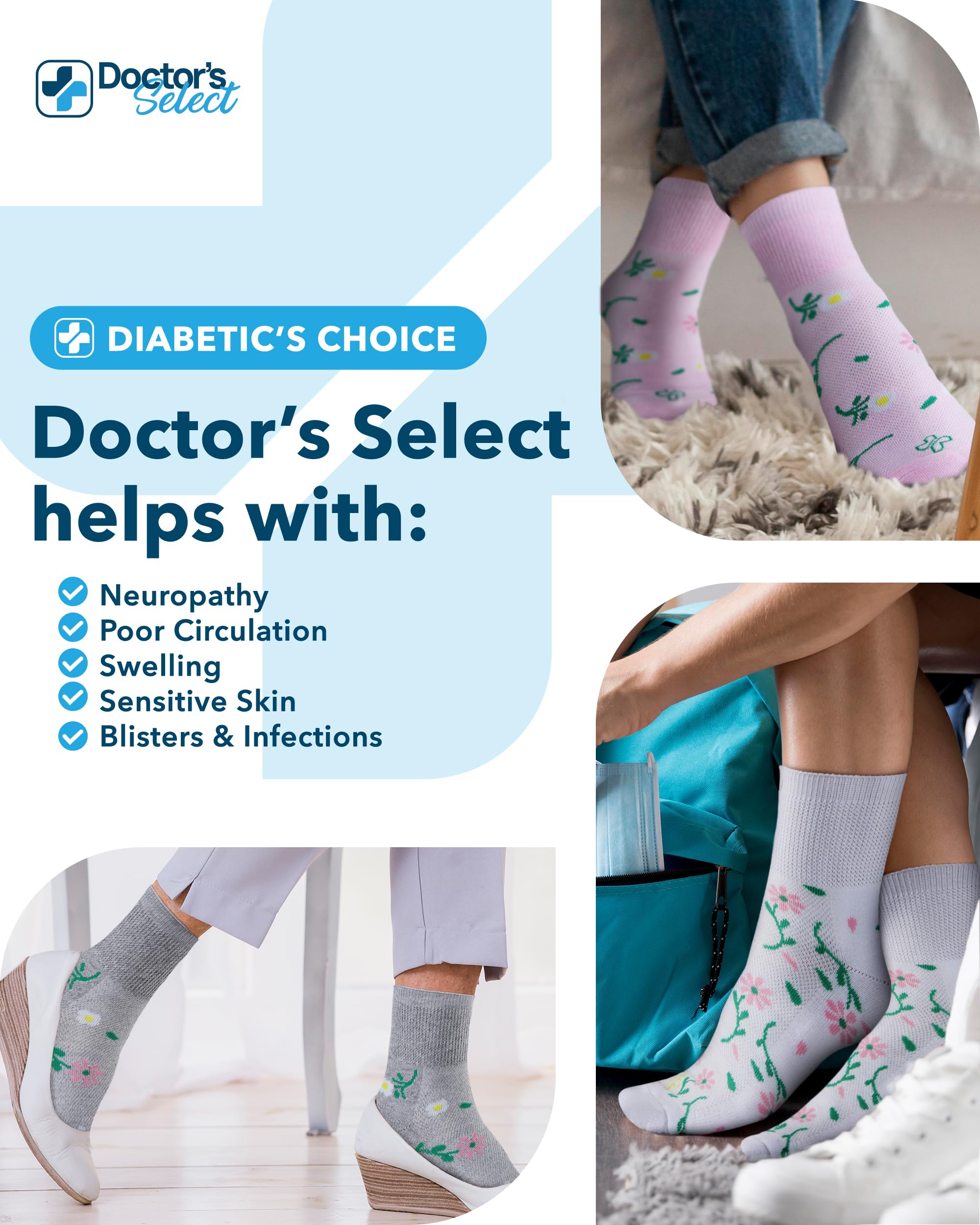 Doctor's Select bamboo viscose socks wick moisture for cool feet.