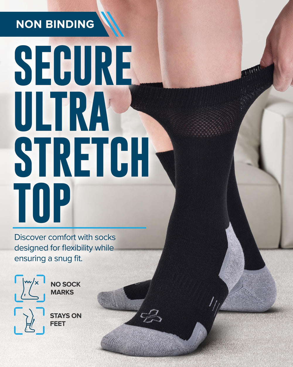 Doctor's Select bamboo viscose diabetic socks moisture-wicking keep feet dry.