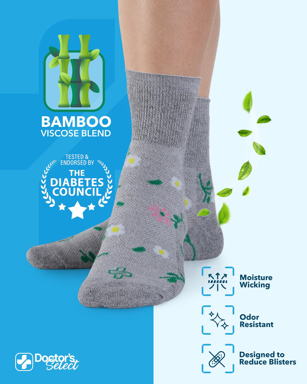 Doctor's Select non-binding socks with wide top for gentle relief.