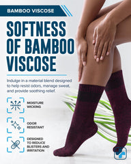 Doctor's Select bamboo viscose diabetic socks worn during daily activities.