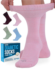 Doctor's Select bamboo viscose diabetic socks for women, pack front view, breathable comfort.