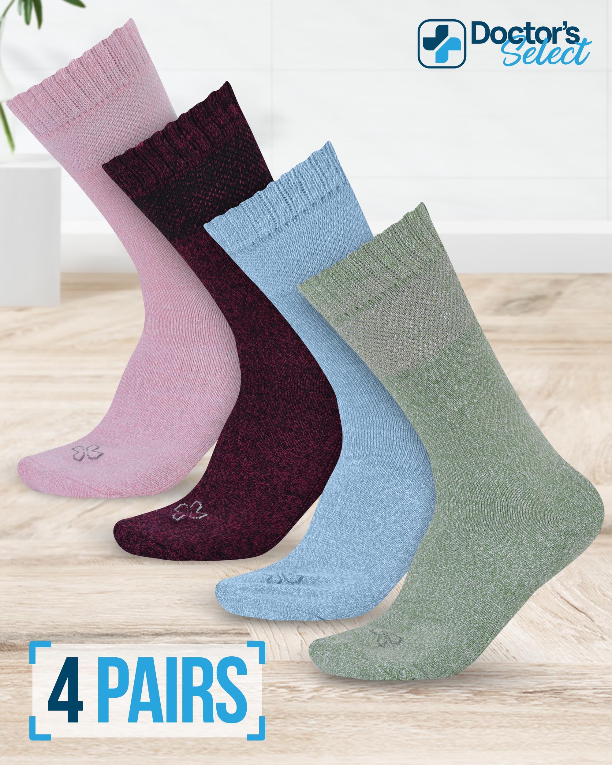 Doctor's Select women's diabetic socks with soft-top relief, non-binding cuff.