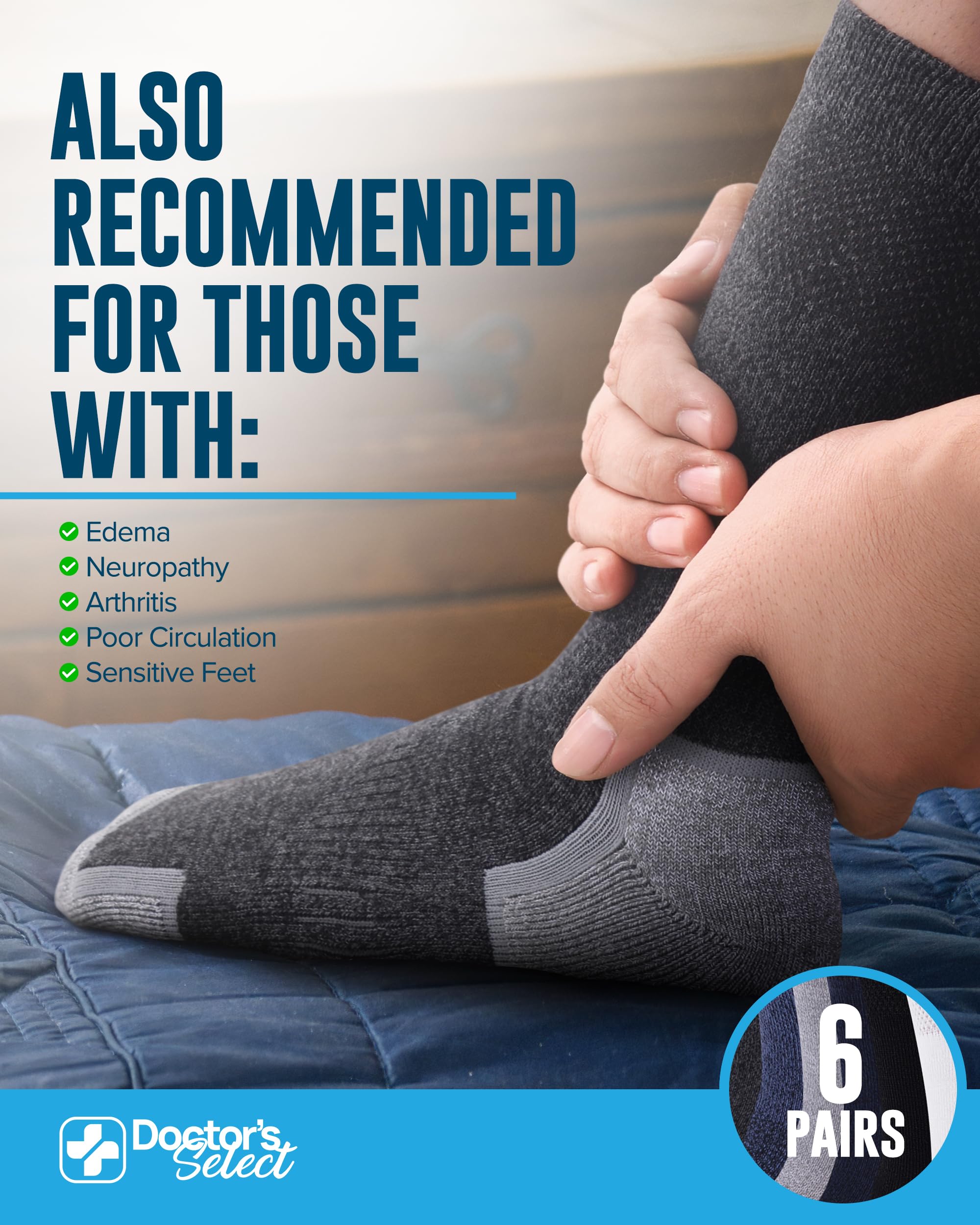 Doctor's Select bamboo viscose diabetic sock in dark grey designed for sensitive feet