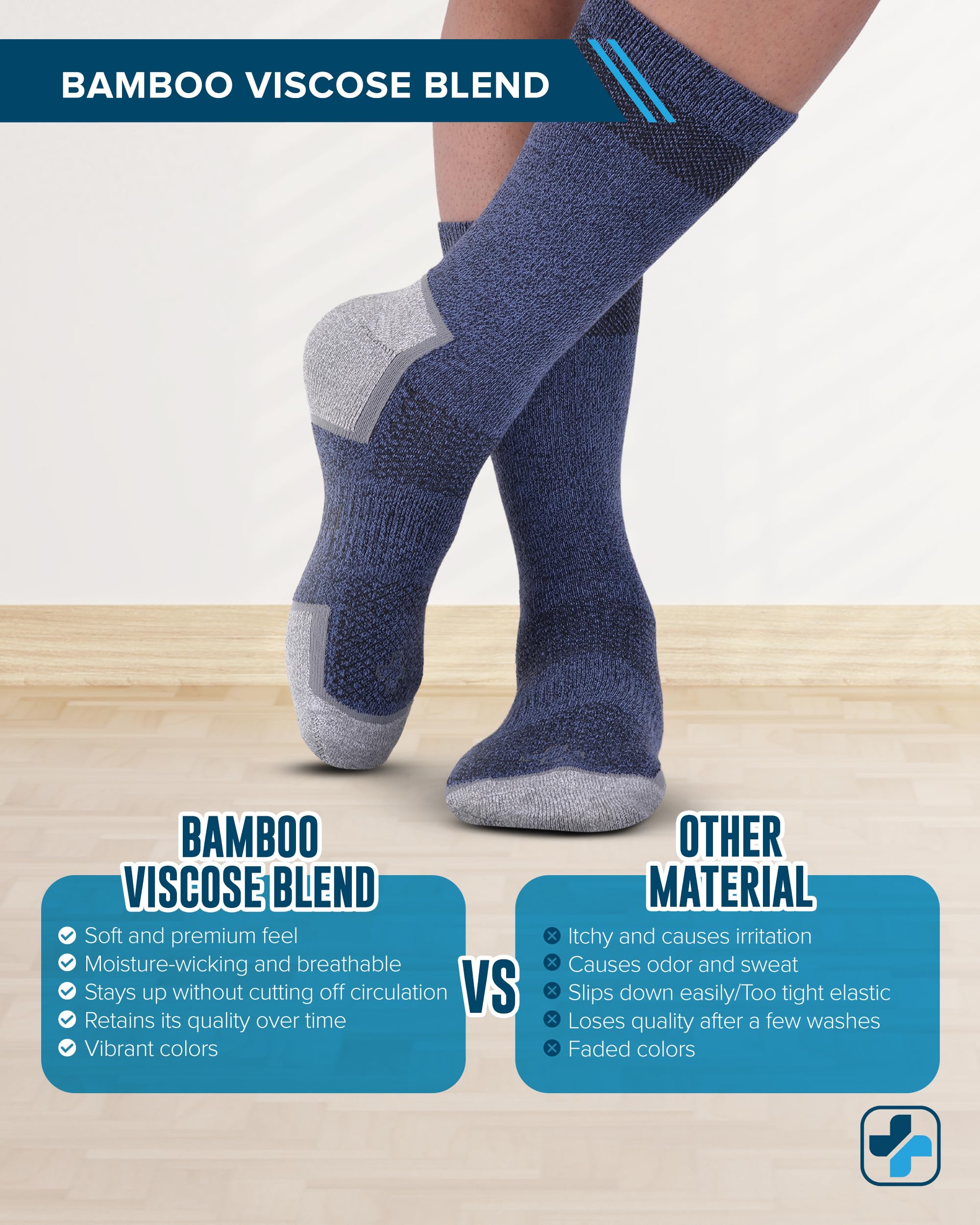 Doctor's Select bamboo viscose diabetic sock in grey with snug stretch
