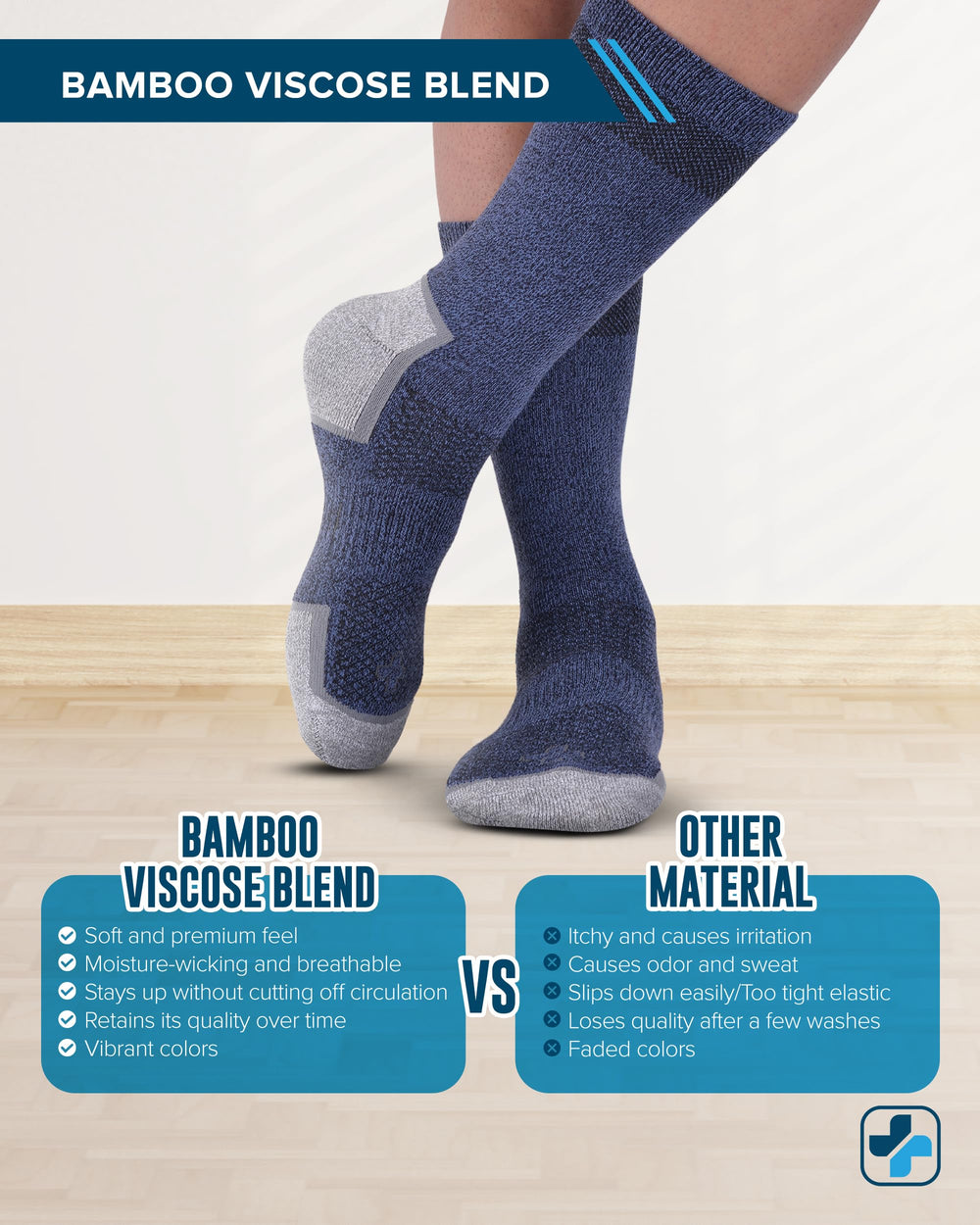Doctor's Select bamboo viscose diabetic sock in grey with snug stretch