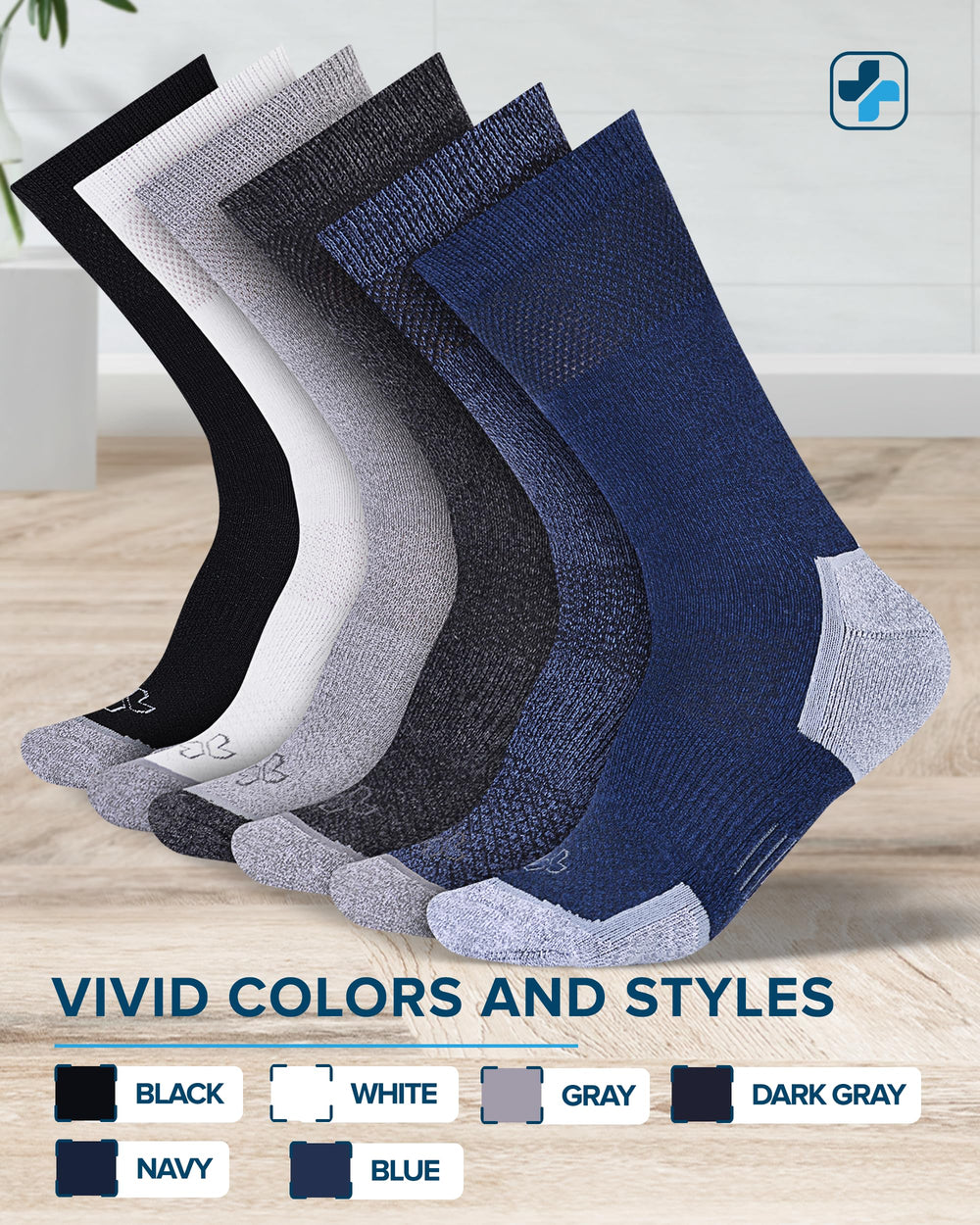 Doctor's Select bamboo viscose diabetic sock in navy with secure fit top