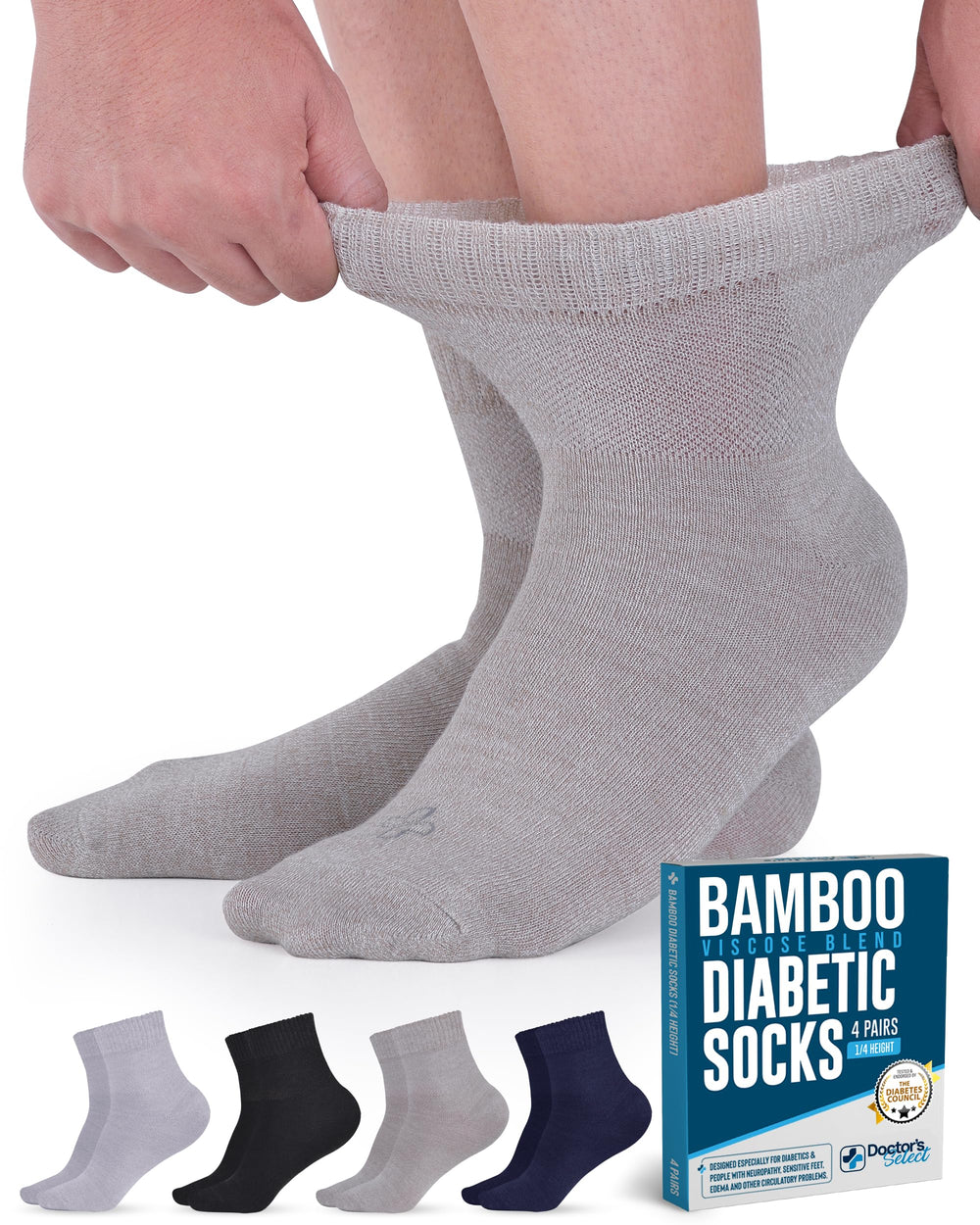 Doctor's Select bamboo viscose socks with seamless top offer gentle, non-binding comfort