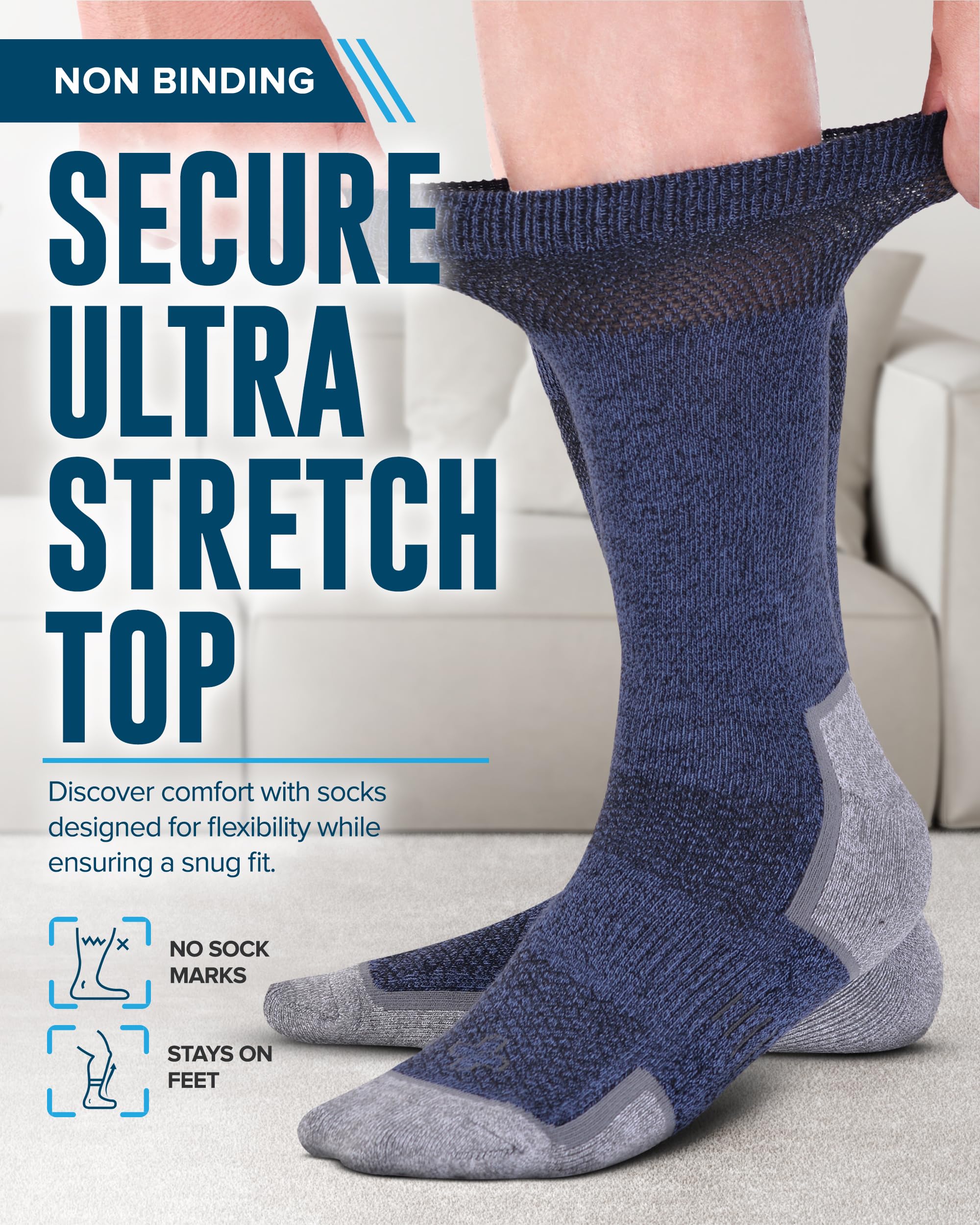 Doctor's Select bamboo viscose diabetic sock in white for breathable dryness