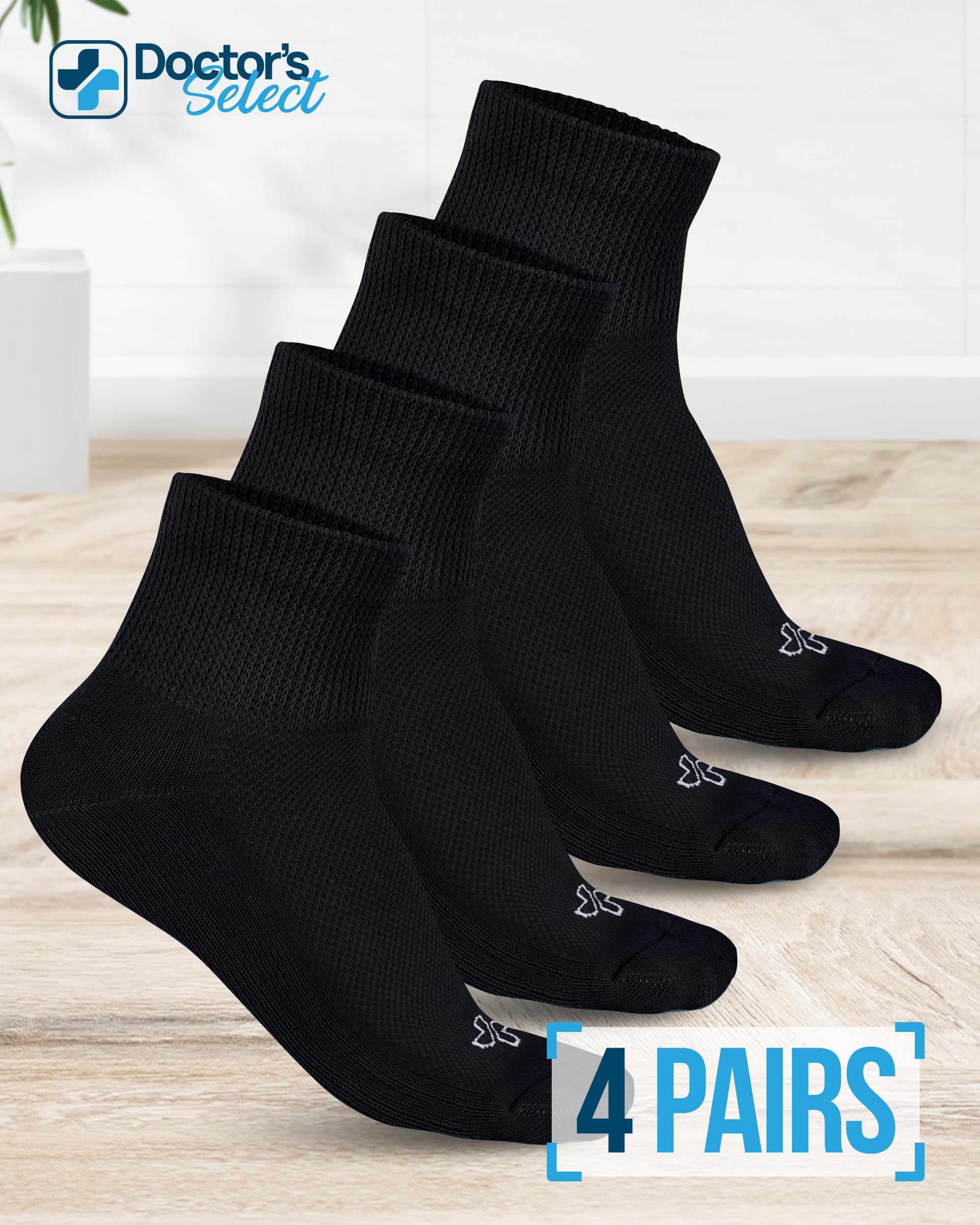 Calcetines diabéticos Doctor's Select para hombres, tallas 9-11 y 11-14, ajuste cómodo.