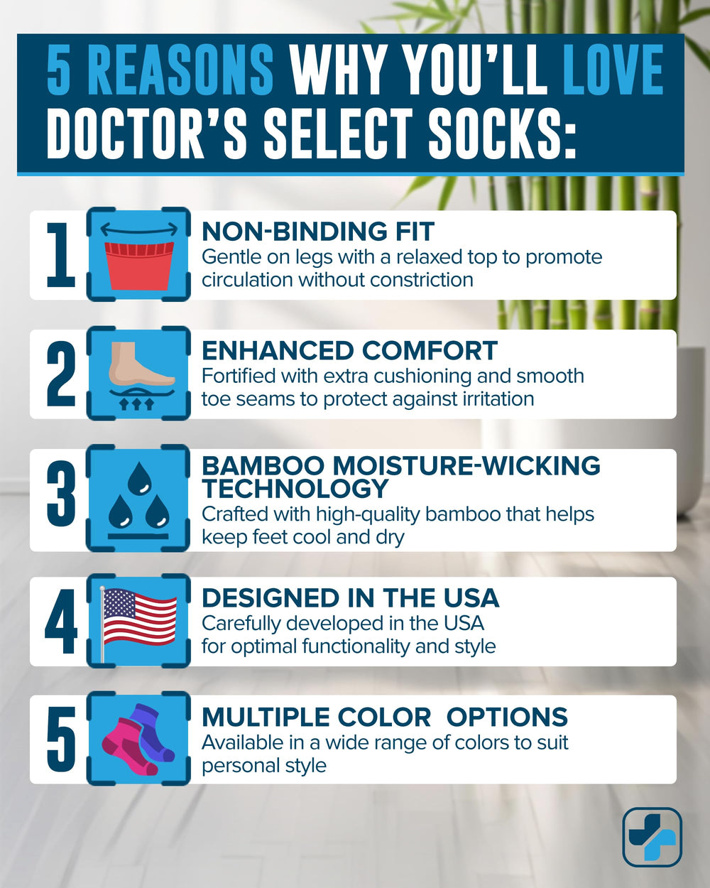 Calcetines Doctor's Select de viscosa de bambú, primer plano de la textura suave para confort diario.