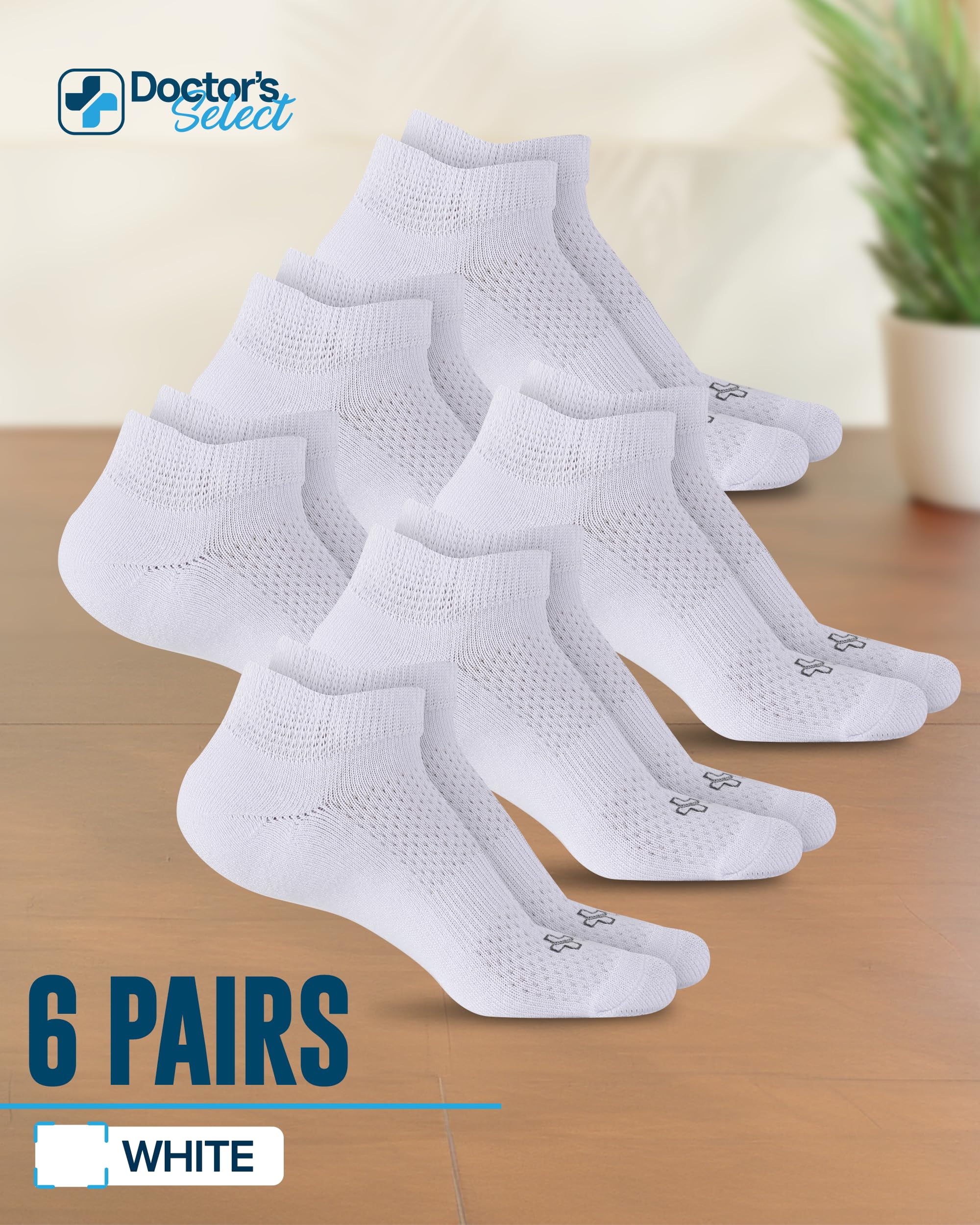 Doctor's Select diabetic sock size chart image explains sizing options for proper fit.