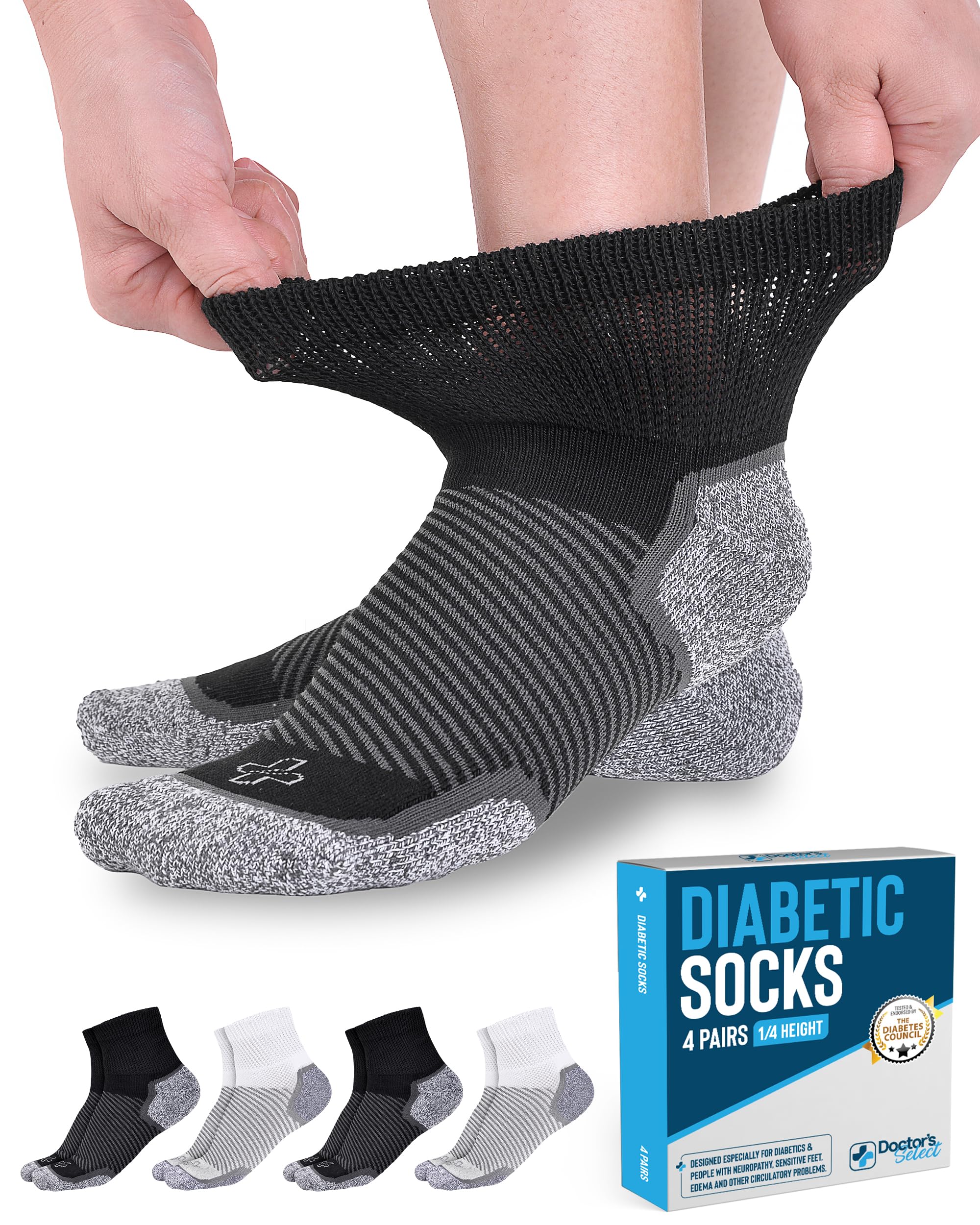 Doctor's Select diabetic socks ankle loose top for secure, comfortable fit.