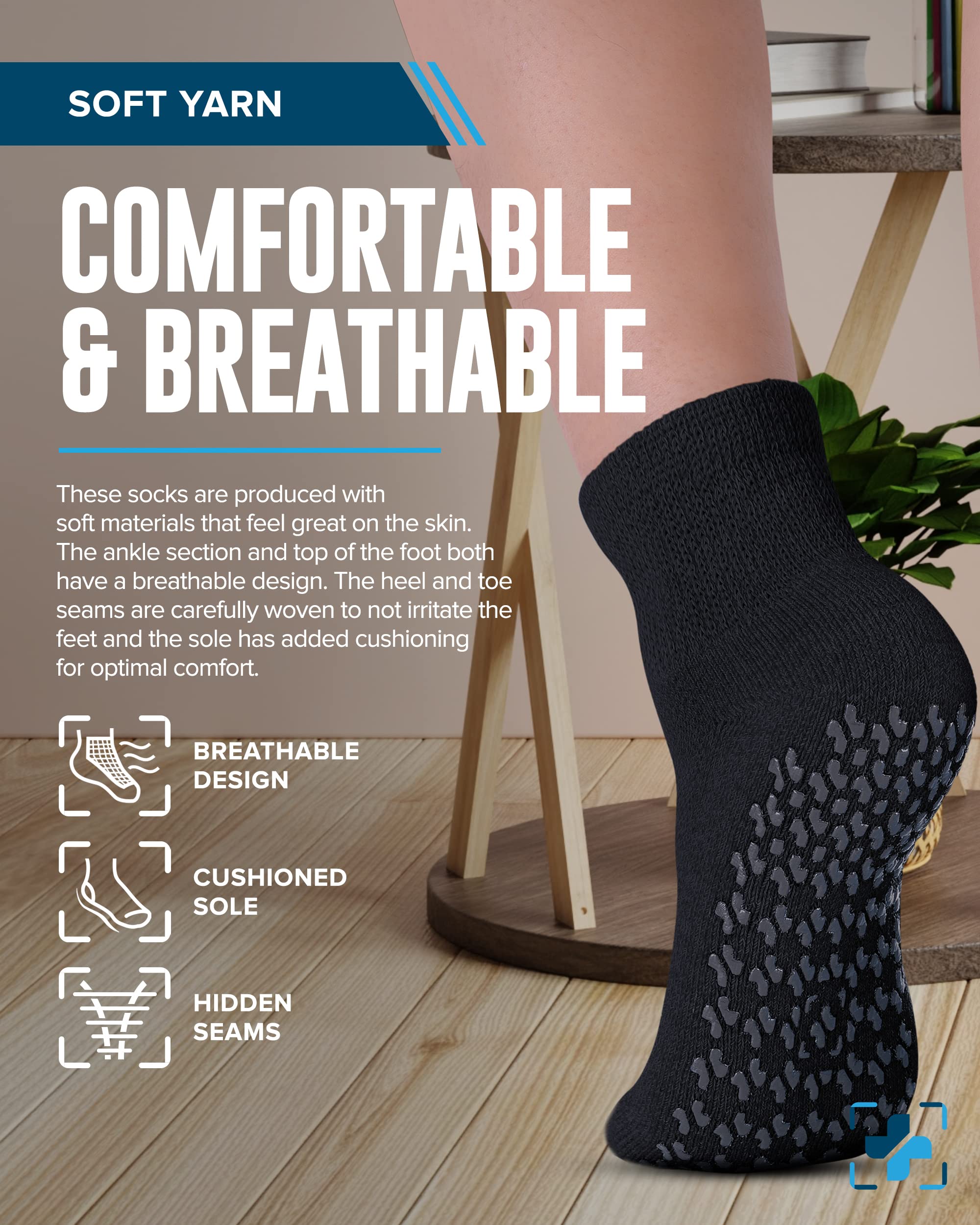 Black four-pair pack of Doctor's Select diabetic socks ready for daily wear.