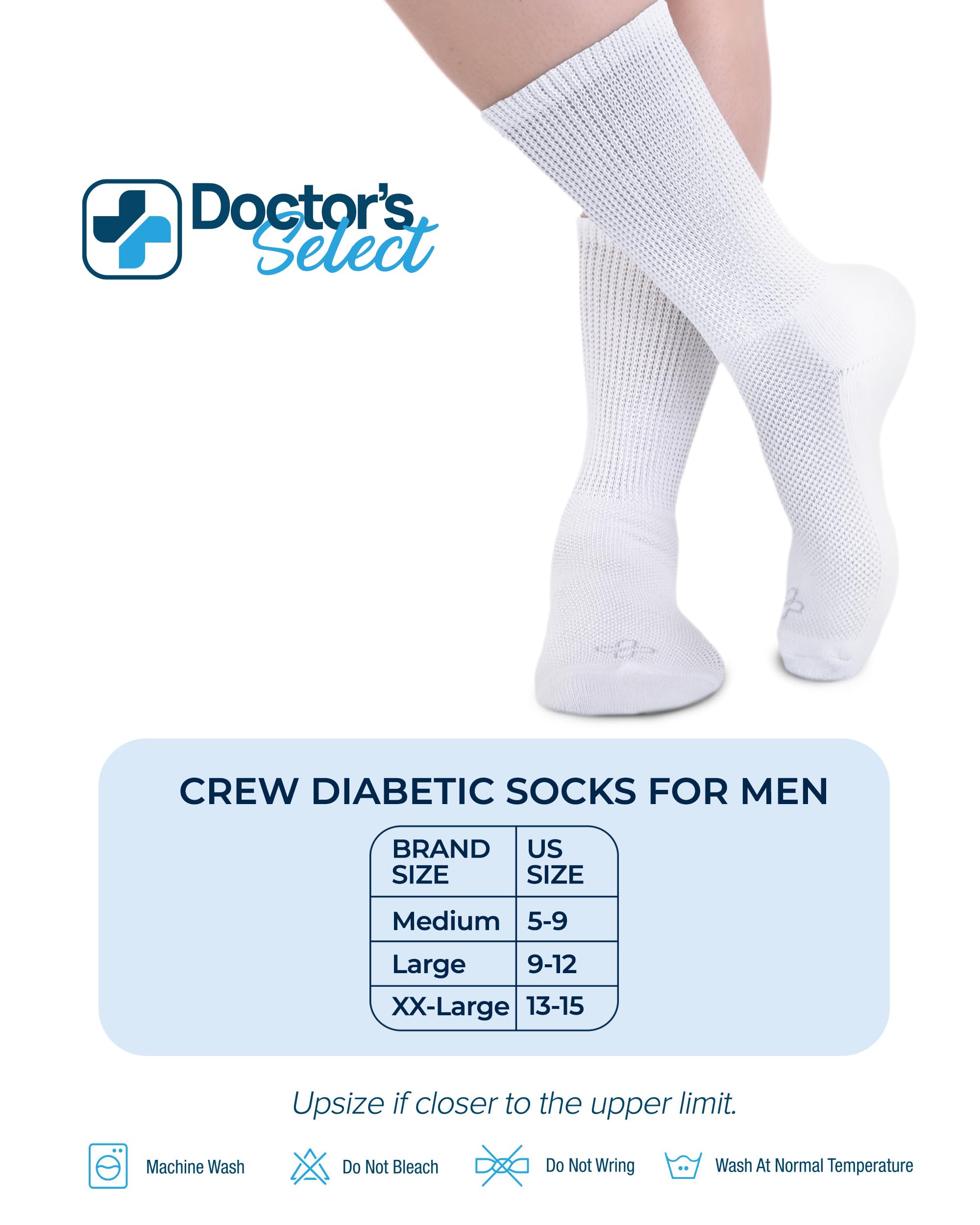 Doctor's Select diabetic crew socks white pack ideal for everyday rotation.