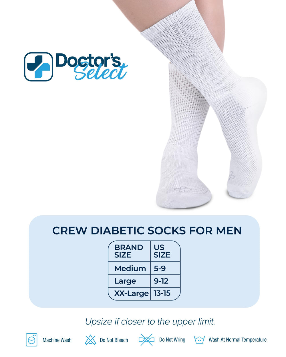 Doctor's Select diabetic crew socks white pack ideal for everyday rotation.