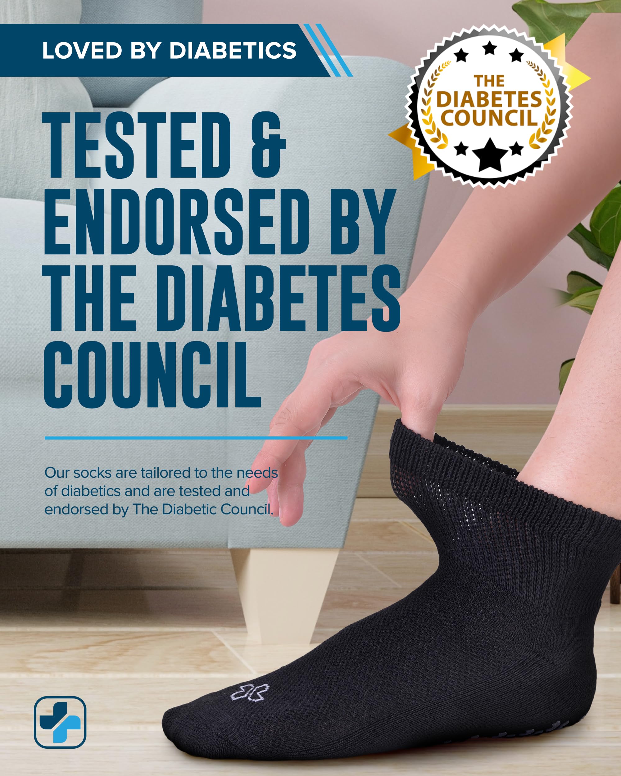 Cushioned sole detail of Doctor's Select diabetic socks offers comfortable support.