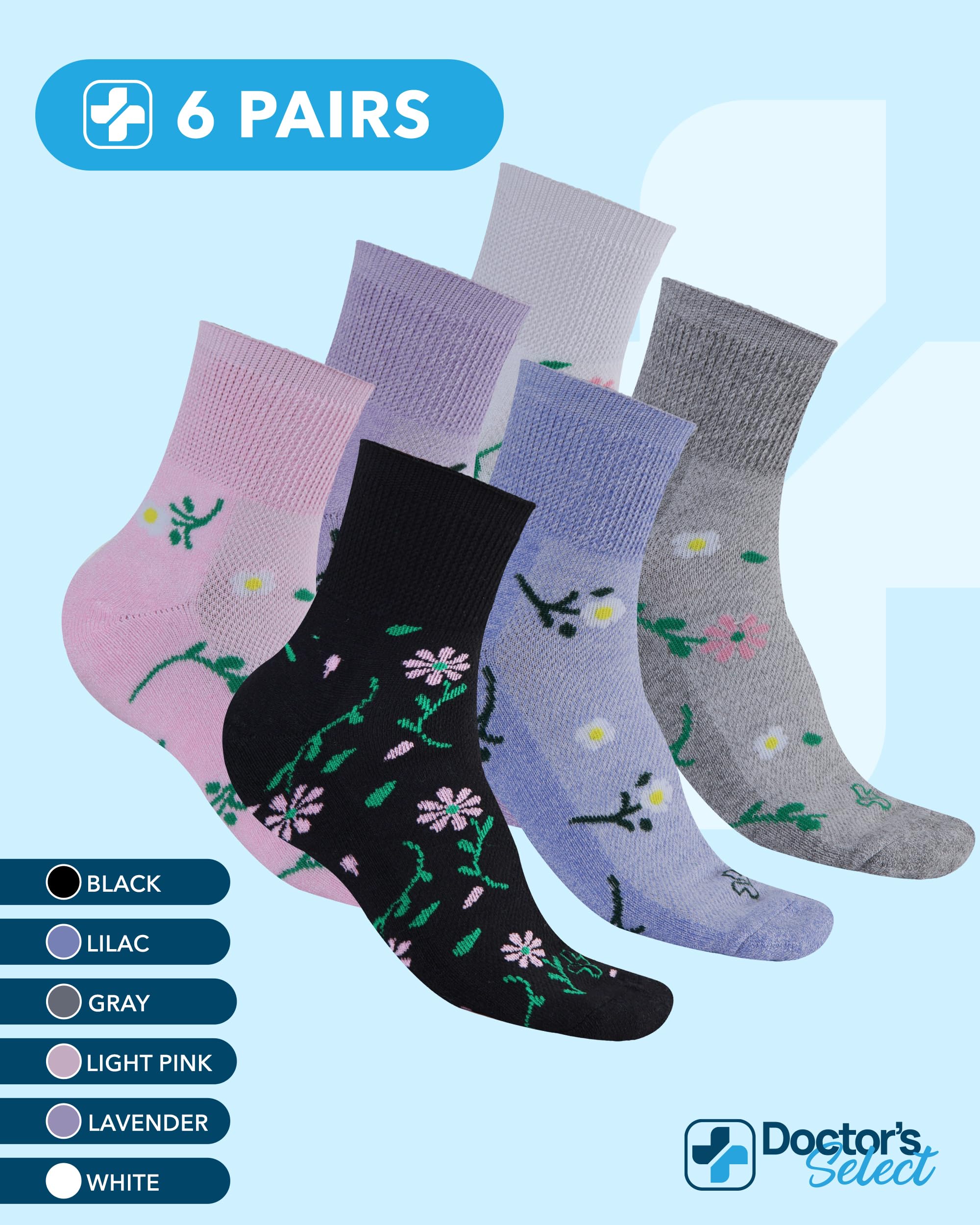 Doctor's Select durable, machine-washable socks for daily wear.