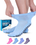 Doctor's Select Diabetic Socks with Grips - 4 Pack (Light Blue, Blue, Purple, Pink)