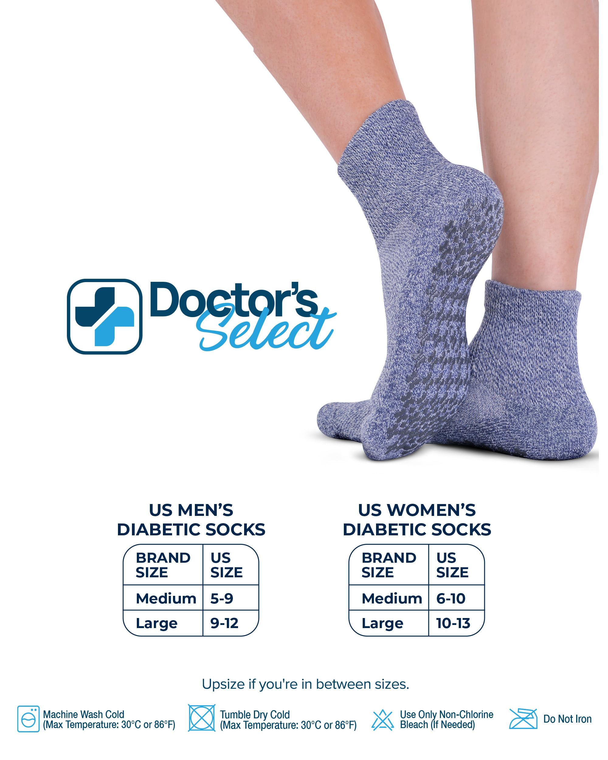 Blue Doctor's Select diabetic socks with grips supporting comfortable all-day wear