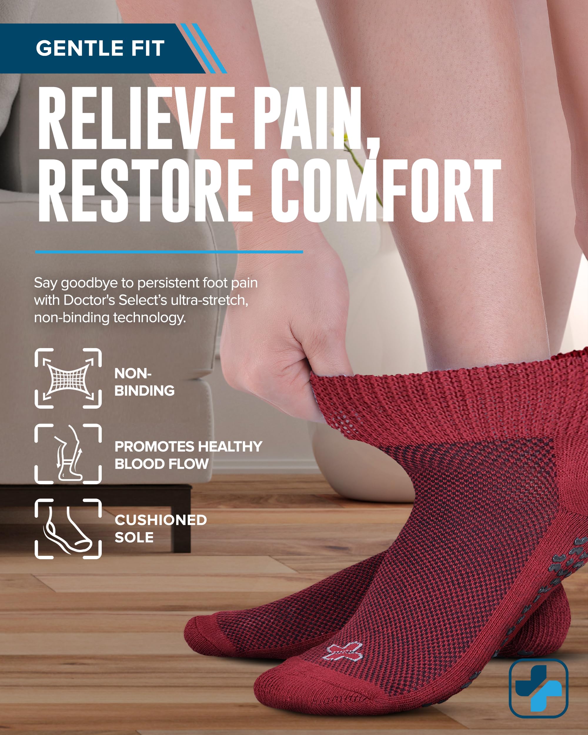 Doctor's Select diabetic socks with breathable material keep feet cool and comfortable.