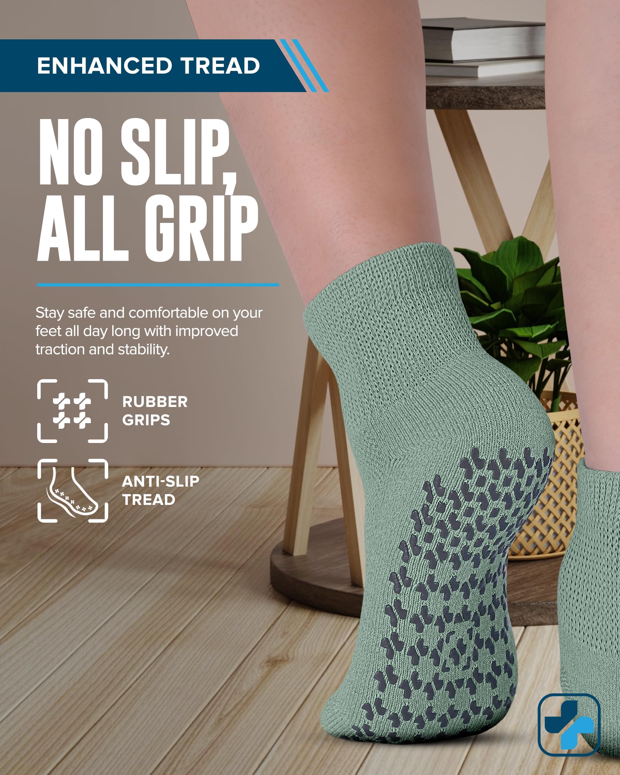 Rust-colored grip socks by Doctor's Select providing stable traction on smooth floors