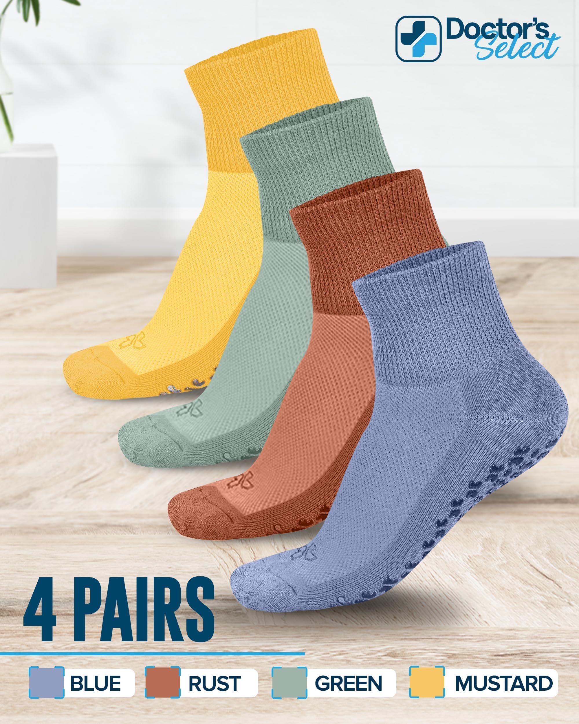 Soft top and comfortable seams meet diabetic needs with Doctor's Select gripper socks
