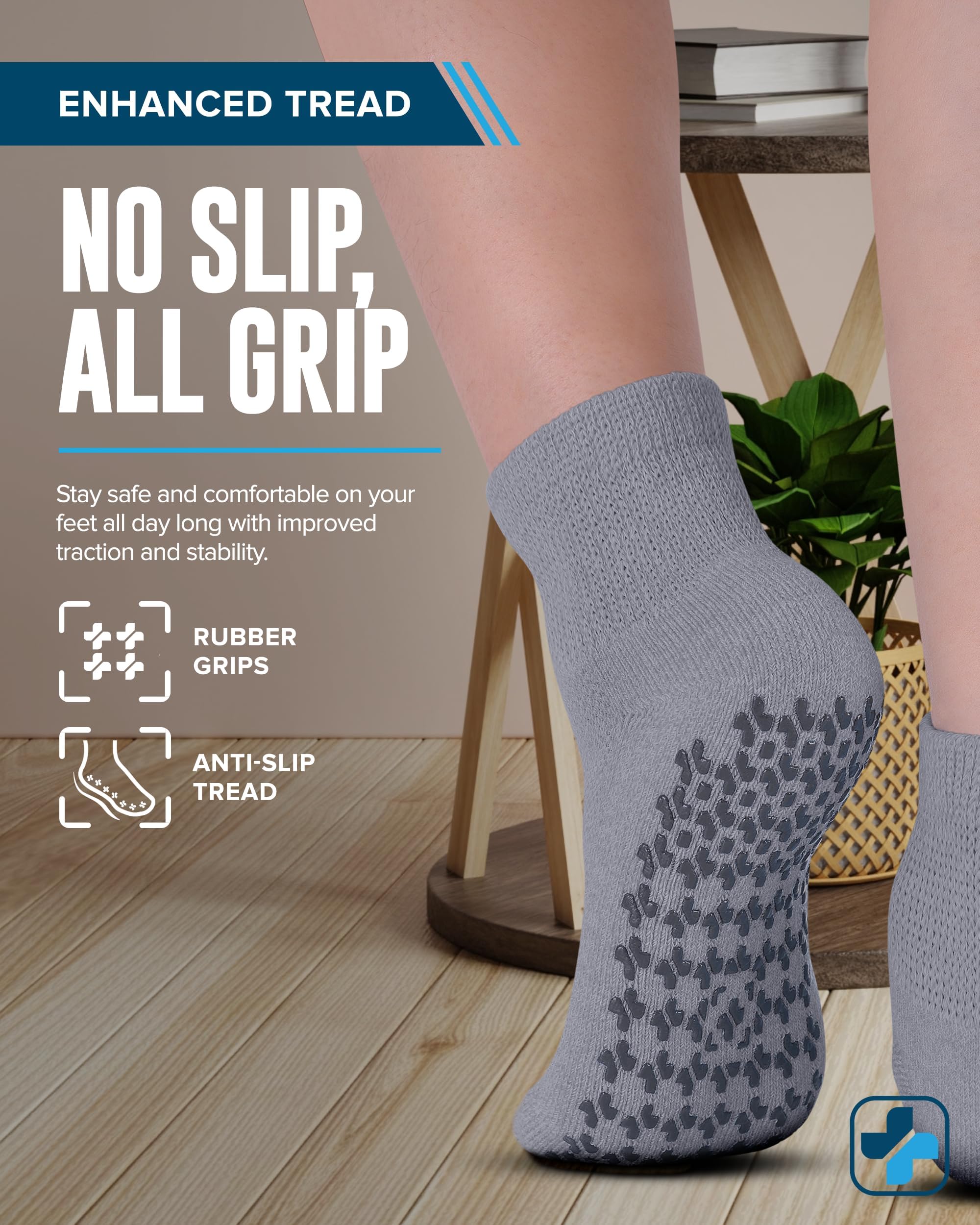 Doctor's Select socks feature a loose top design for comfortable wear.