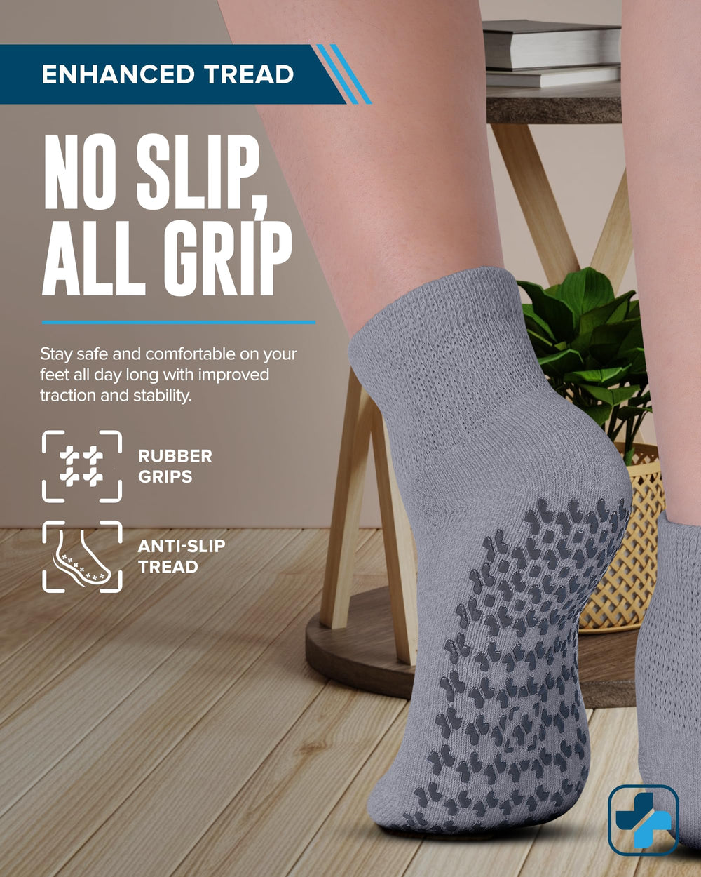Doctor's Select socks feature a loose top design for comfortable wear.