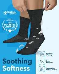 Closeup of brown weave on Doctor's Select diabetic socks, highlighting breathable, moisture-wicking fabric.