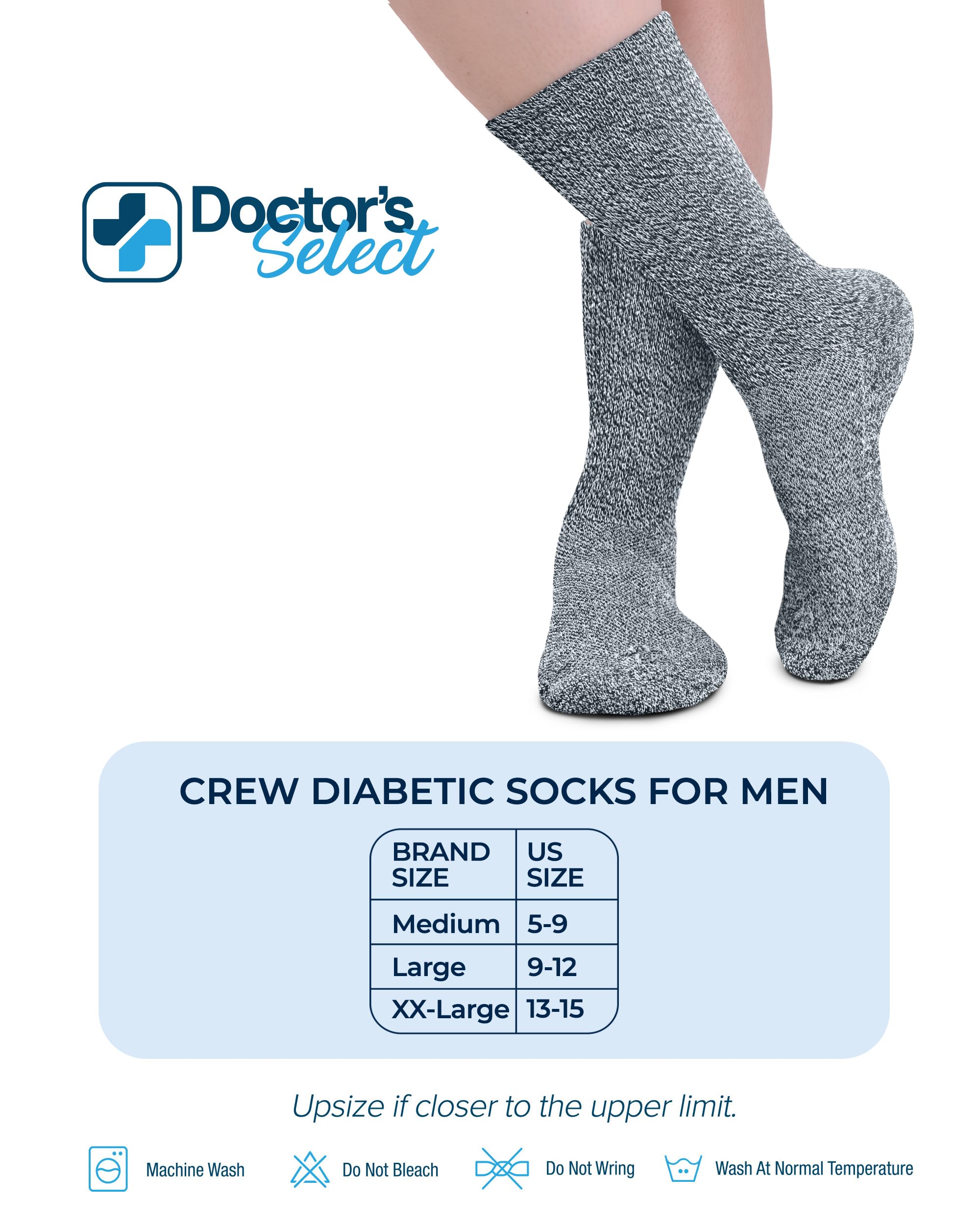 Doctor's Select diabetic socks four-pair pack ideal for daily rotation and care