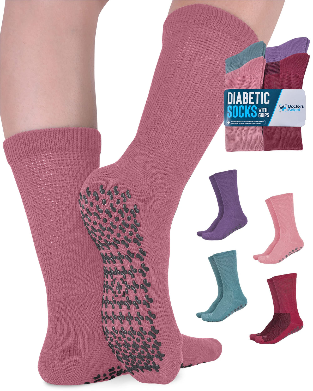 Doctor's Select diabetic socks pack, comfortable non-binding fit for daily wear.