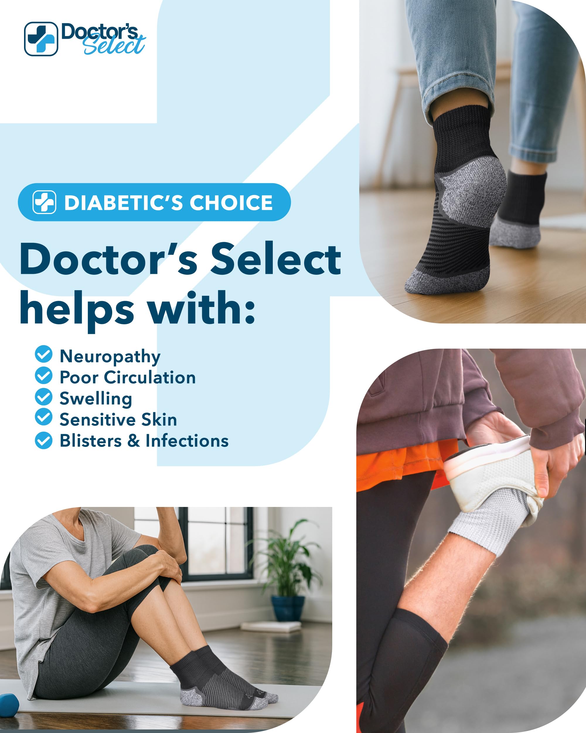 Sizing guide for Doctor's Select diabetic socks helps find the right fit.