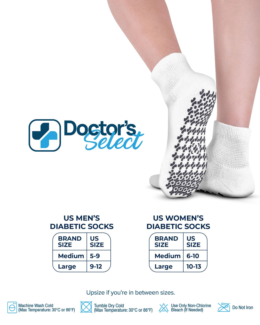Doctor's Select diabetic socks-smooth-toe-seams reduce irritation for daily wear.