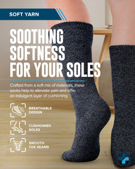 Doctor's Select diabetic socks soft cushioning with smooth toe seams for sensitive feet.
