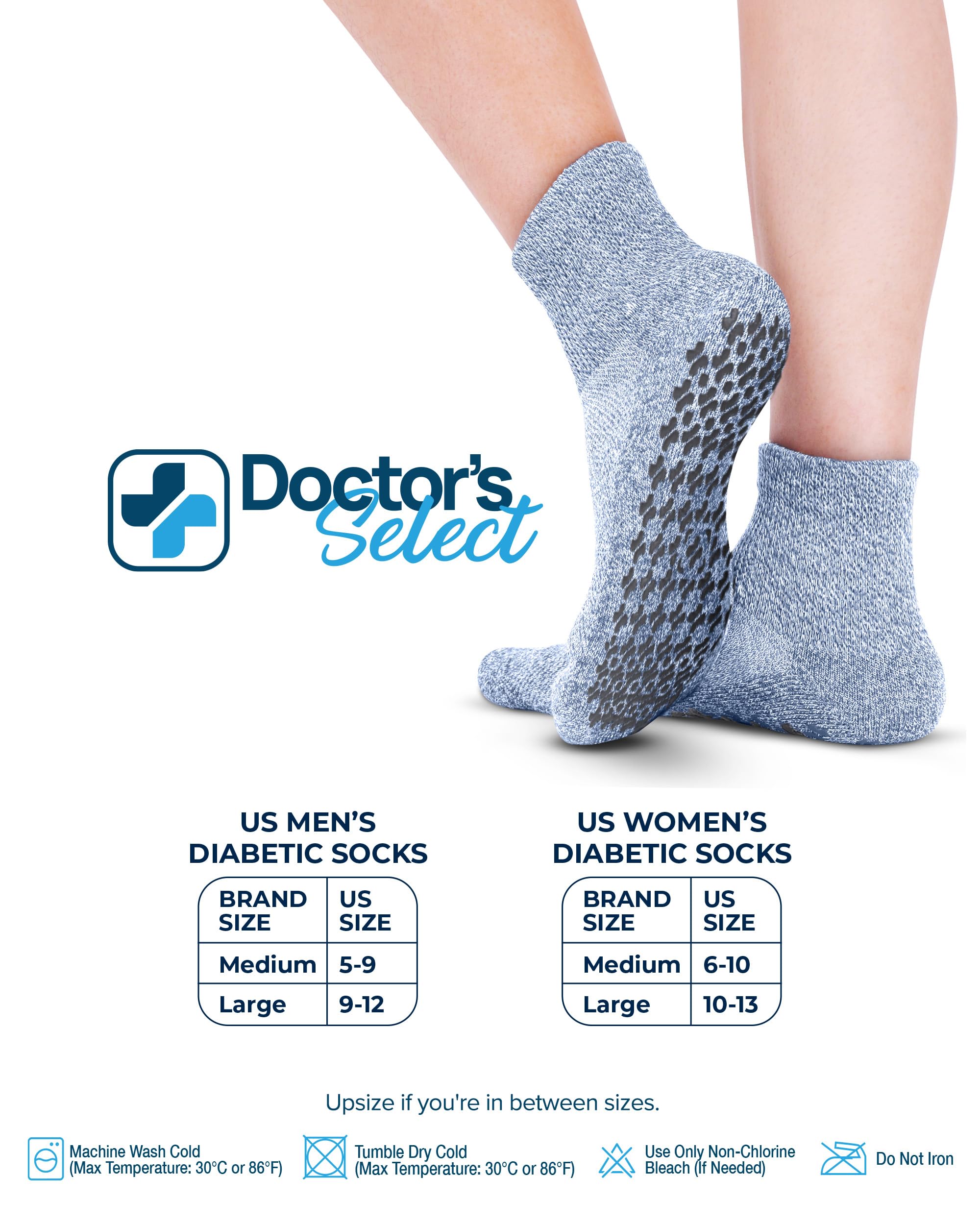 Soft-knit cuff and comfortable profile of Doctor's Select diabetic socks