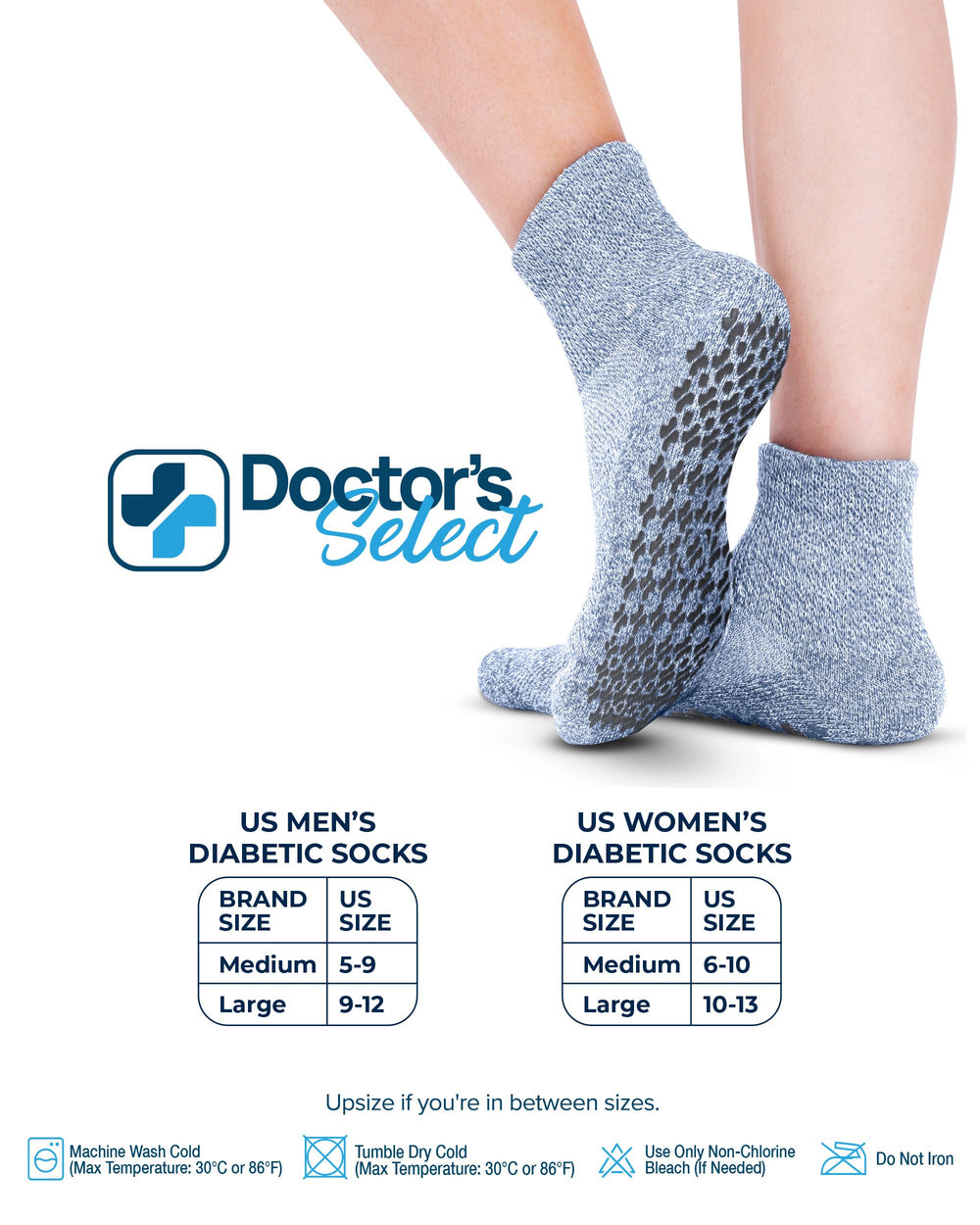 Soft-knit cuff and comfortable profile of Doctor's Select diabetic socks