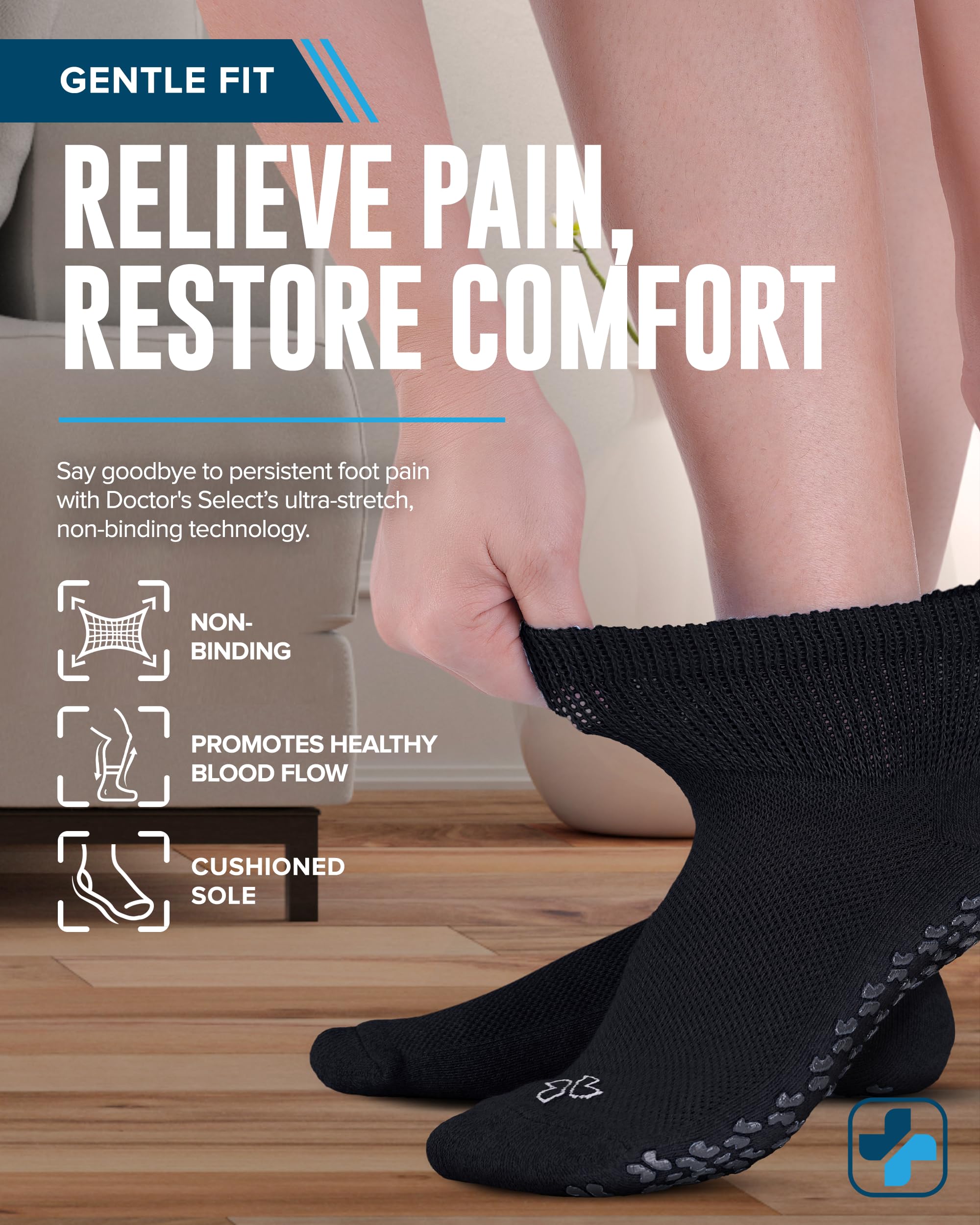 Close-up of soft knit material in Doctor's Select diabetic socks for breathability.