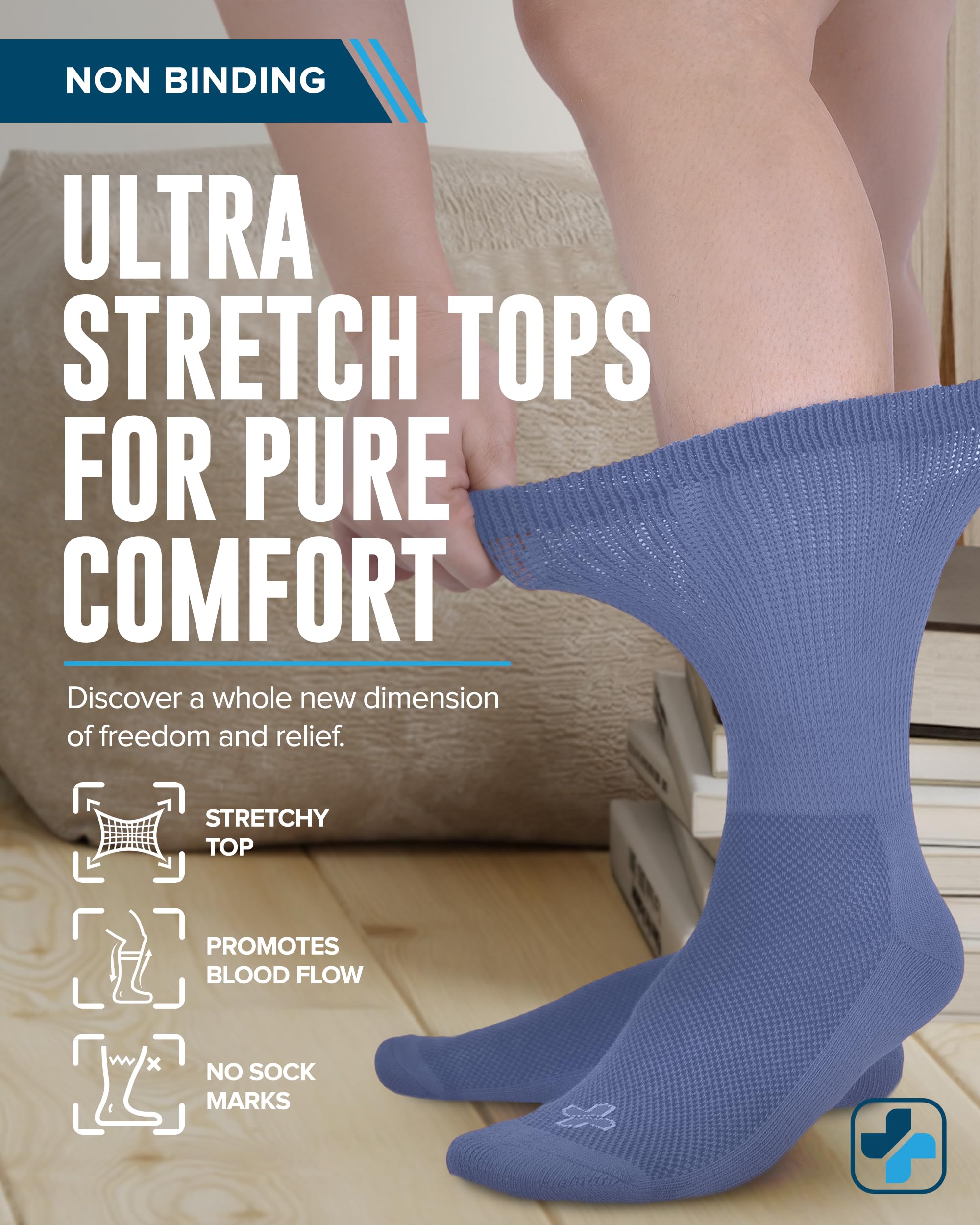 Doctor's Select soft-relief design for swollen feet ensures secure wear.