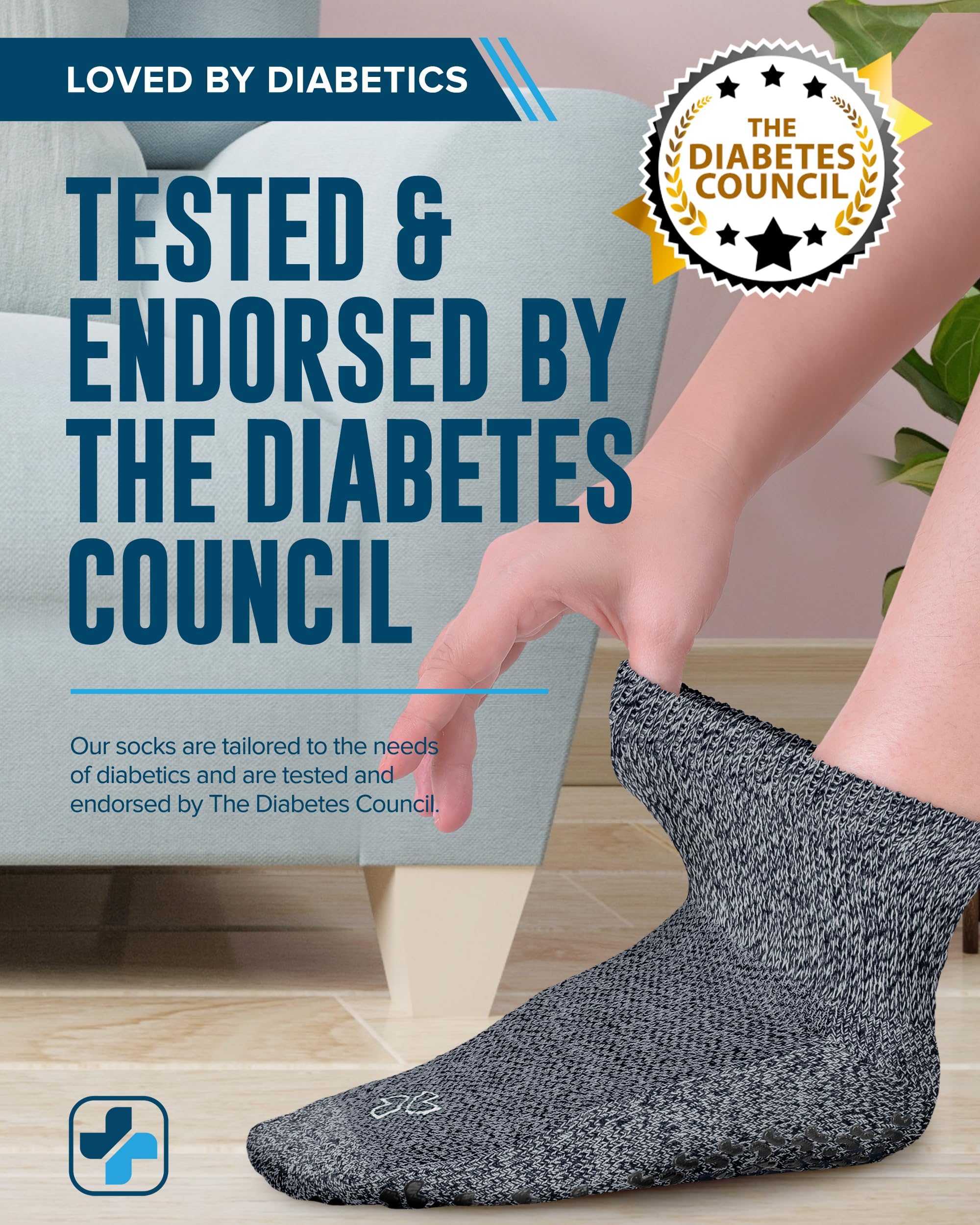 Smooth toe seams and cushioned sole on Doctor's Select socks for comfortable walking