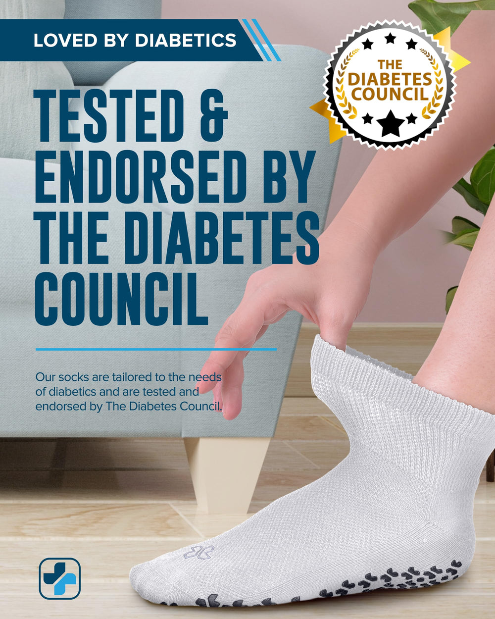 Doctor's Select diabetic socks-sole-cushion provide comfortable support underfoot.