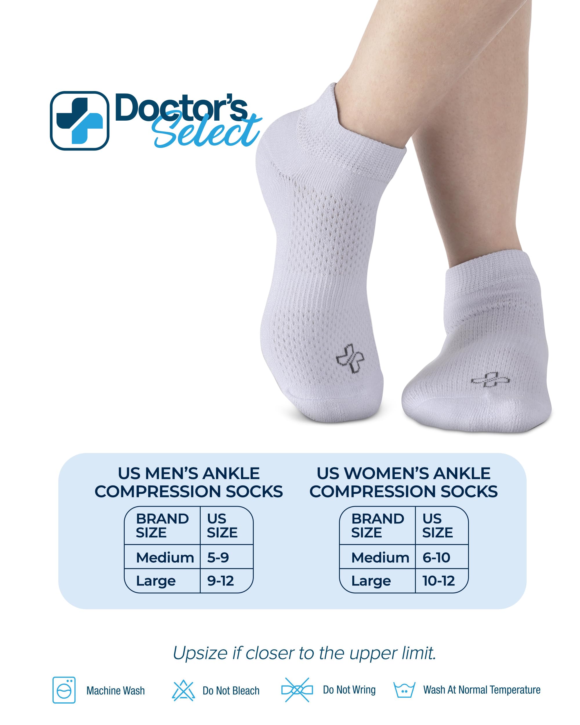 Doctor's Select diabetic socks toe seam-free design on display reducing irritation potential.