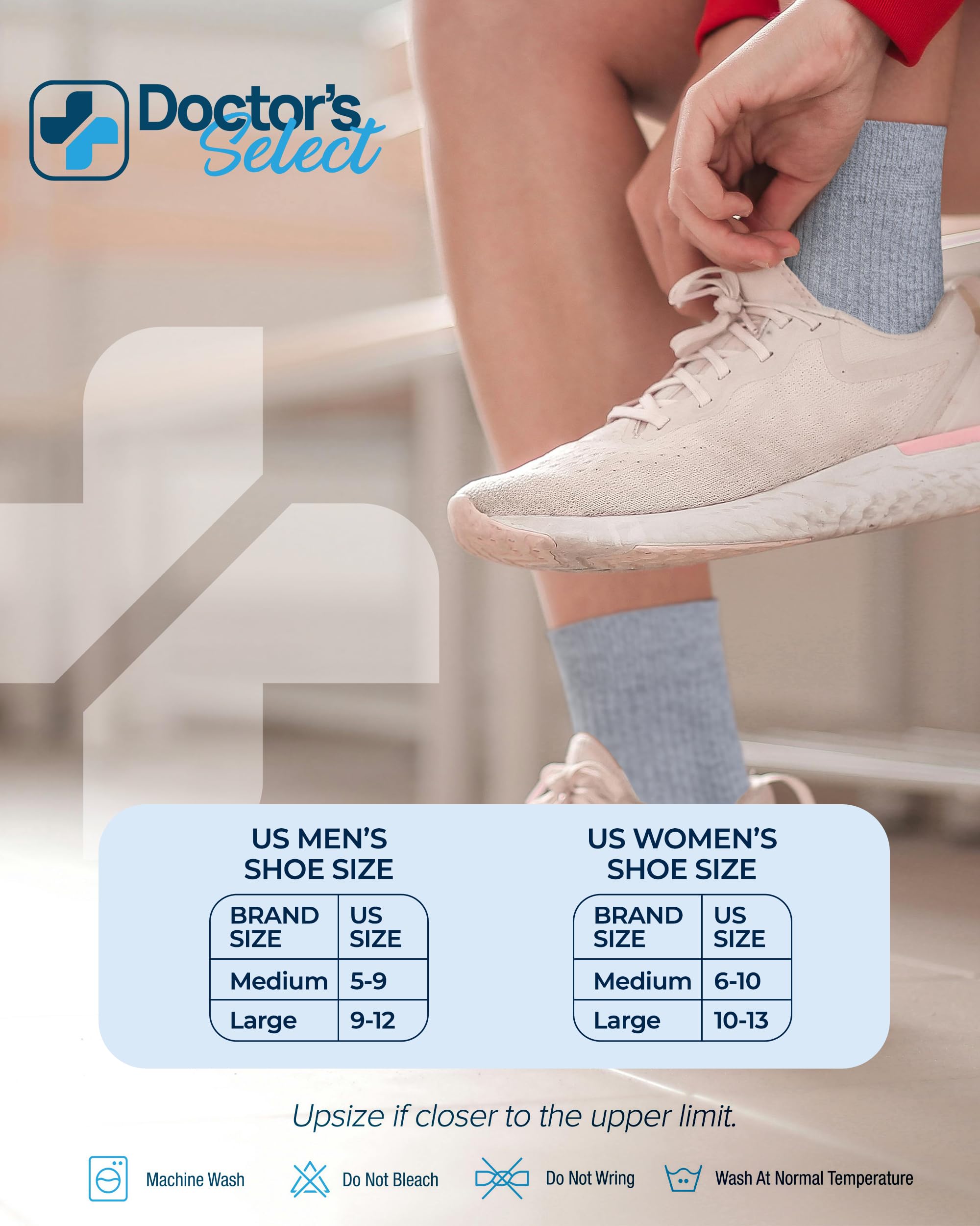 Durable, machine-washable Doctor's Select diabetic socks for daily use